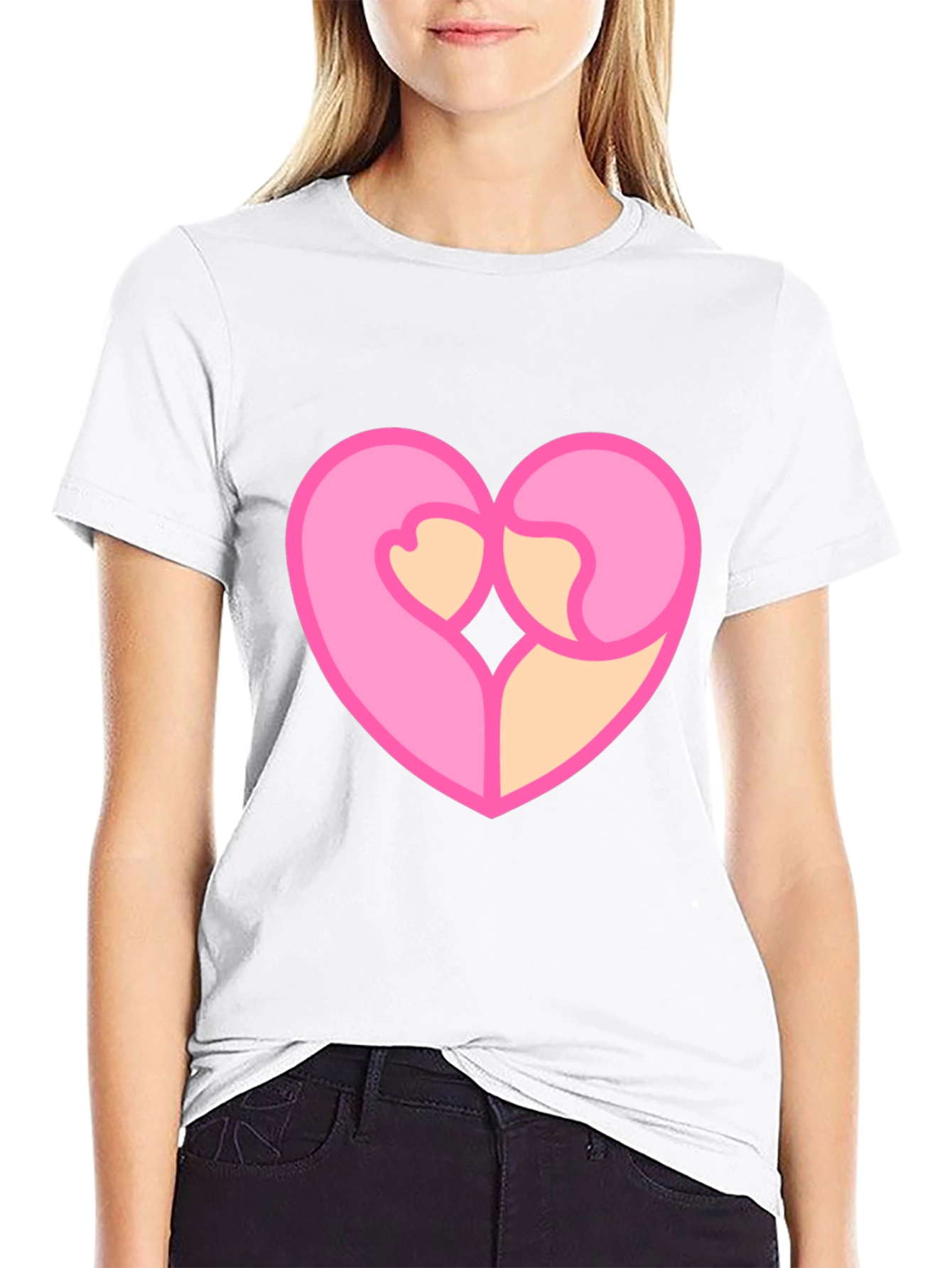 Black Heart Hug Graphic Tee - Black Cotton Blend view 9