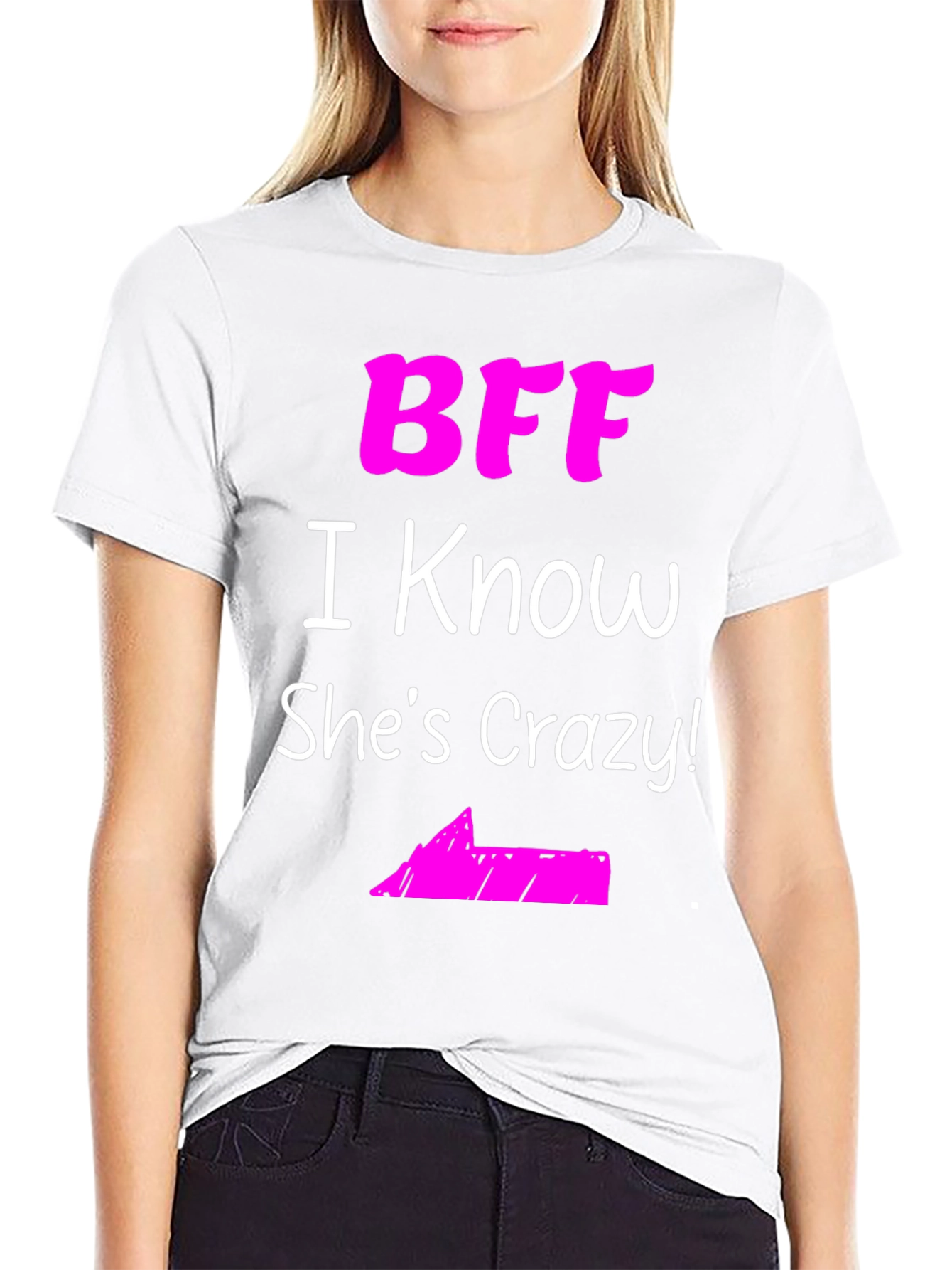 Black BFF She's Crazy! Black Graphic Tee view 9