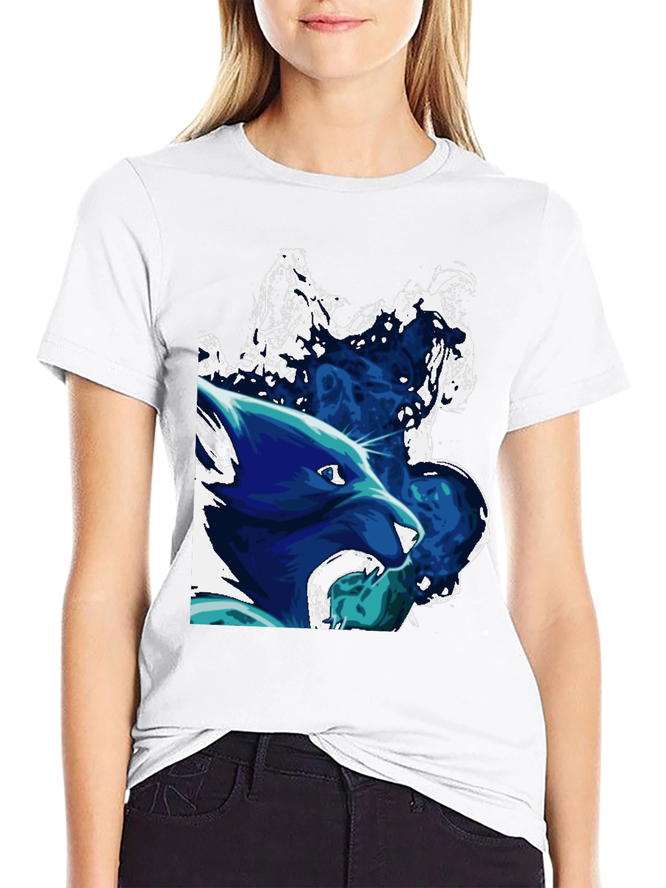 Black Graphic Wolf Black T-Shirt view 9