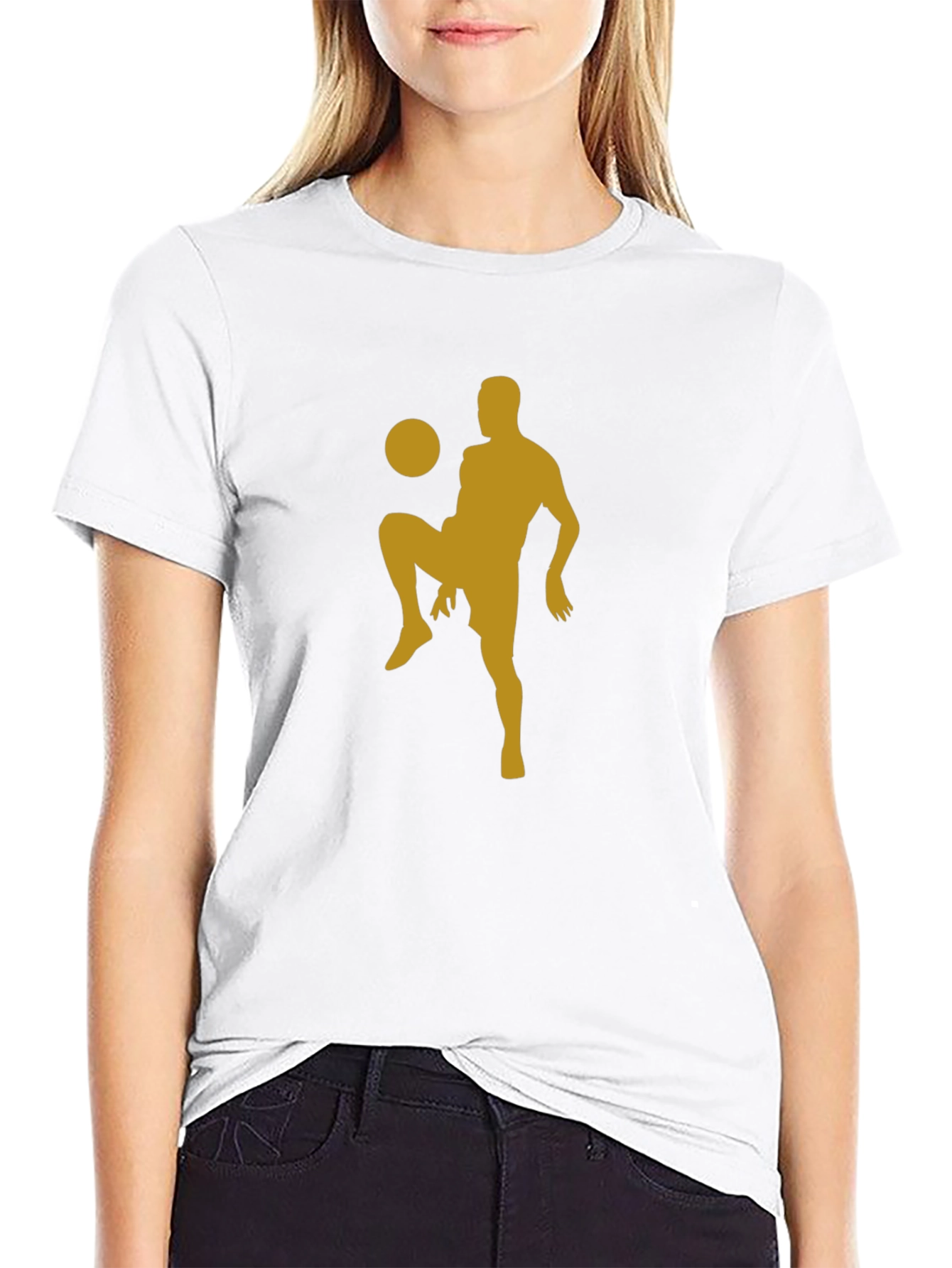Black Soccer Player Silhouette Tee - Black Cotton Blend Shirt view 9