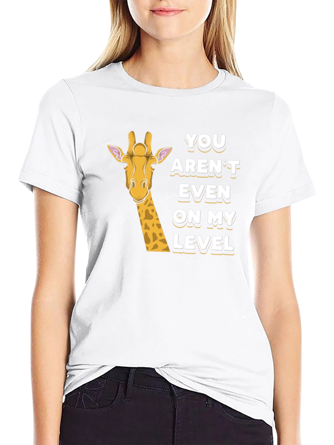 Black Funny Giraffe T-Shirt - You Aren't Even On My Level view 9