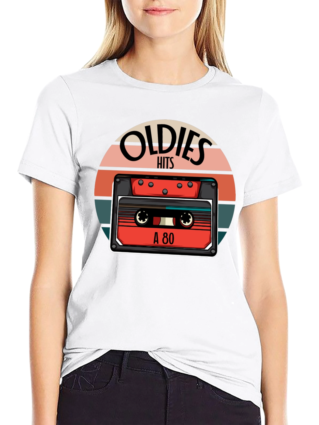 Black Oldies Hits Cassette Tape T-Shirt - Vintage 80s Retro Style Tee view 9