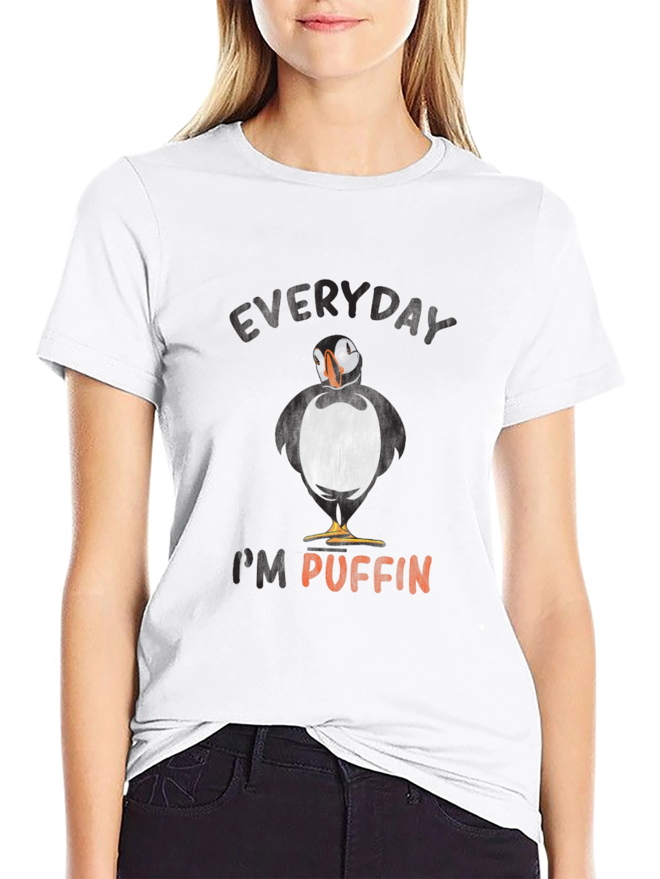 Black Everyday I'm Puffin' Graphic Tee view 9