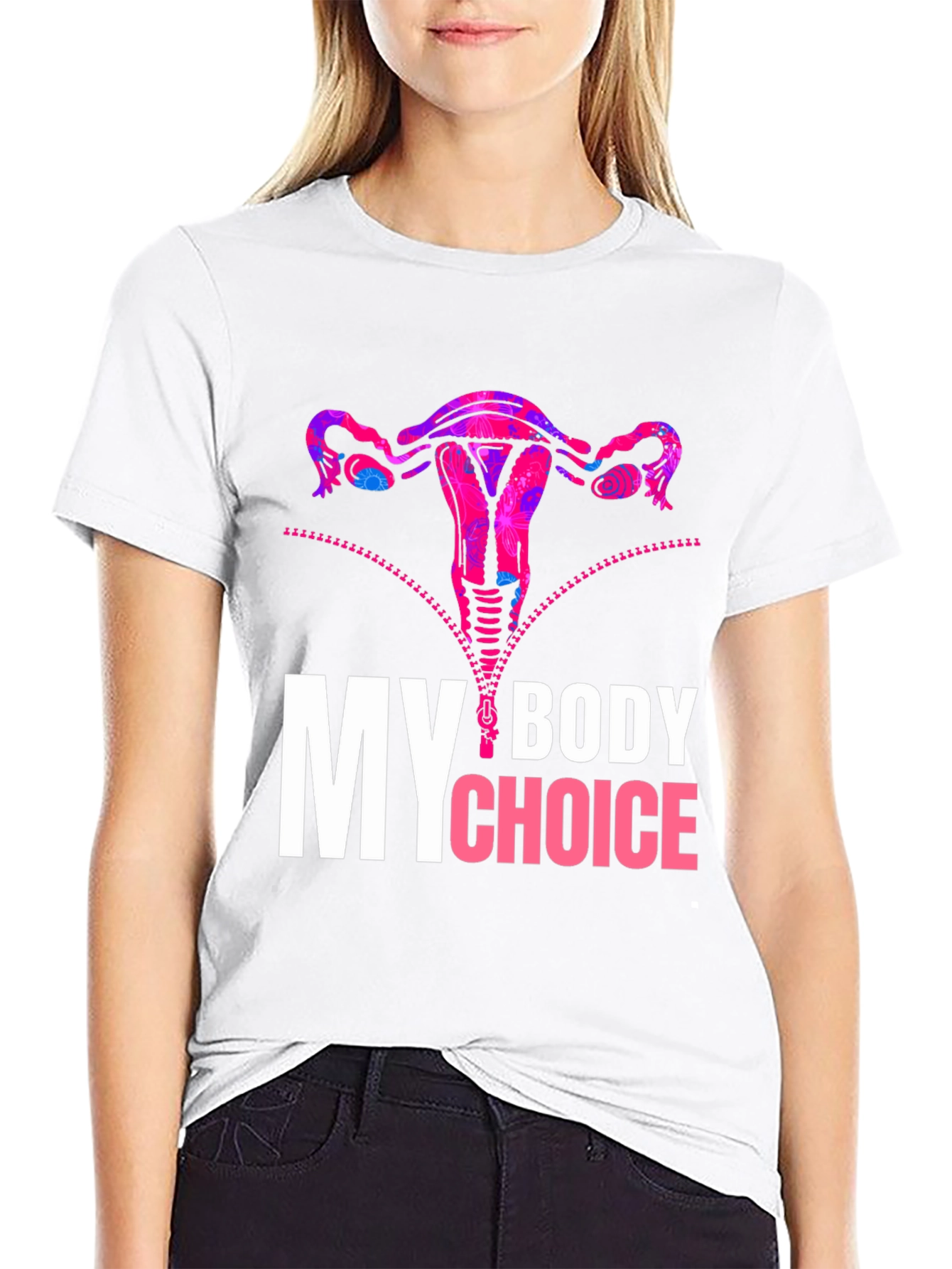 Black My Body My Choice Uterus Graphic Tee view 9