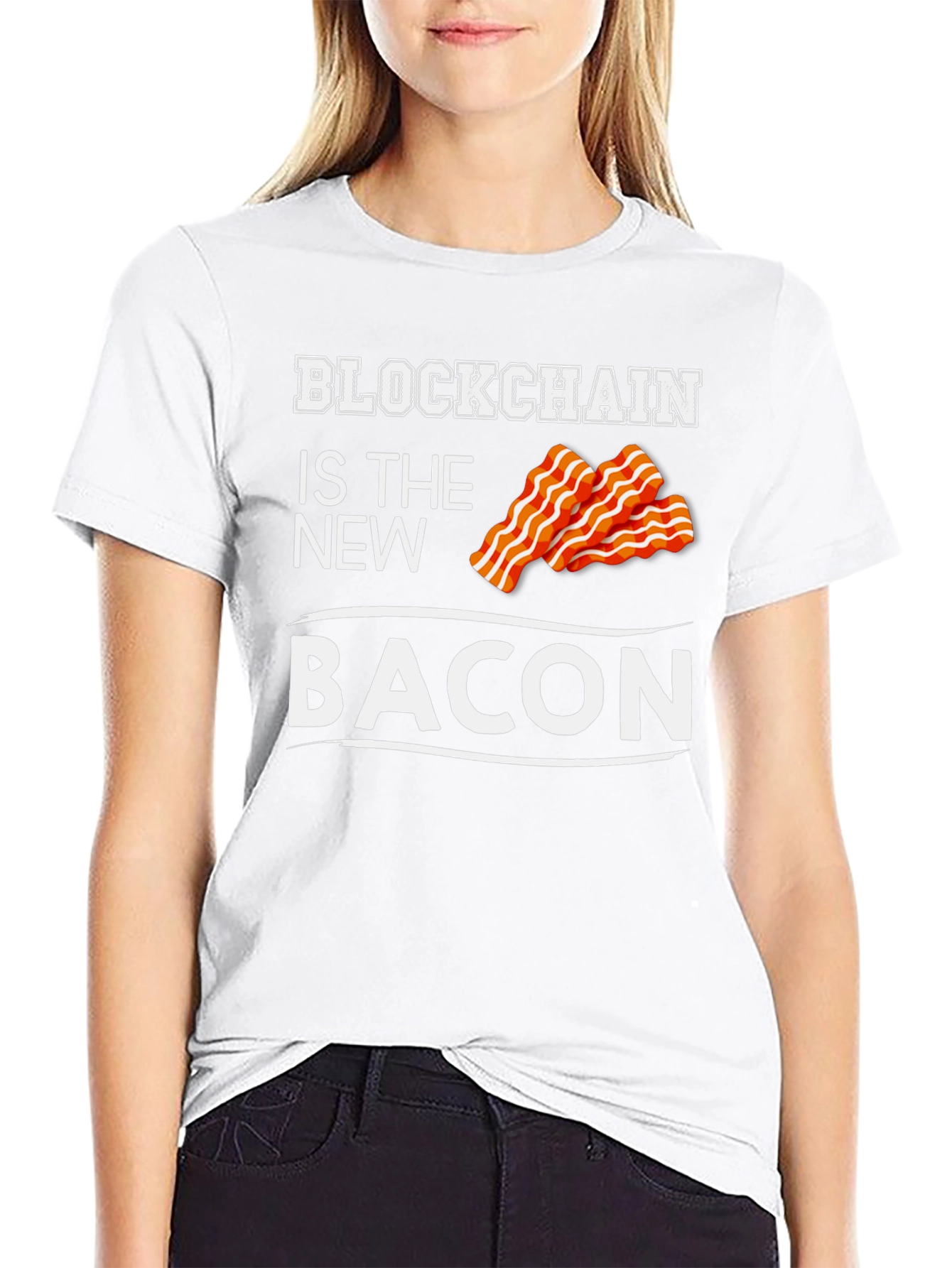 Black Blockchain is the New Bacon Graphic T-Shirt view 9