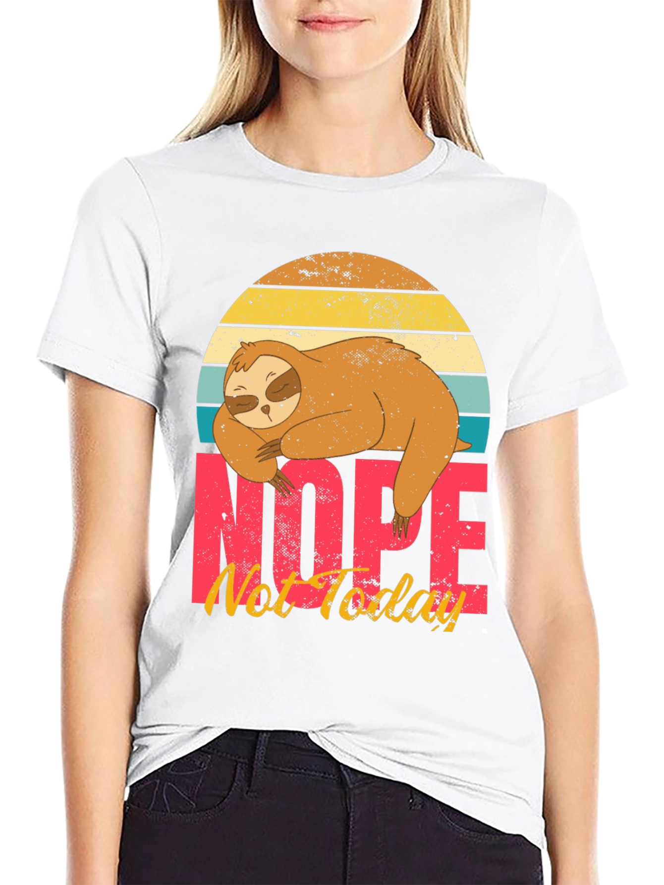 Black Nope, Not Today Sloth Graphic T-Shirt view 9