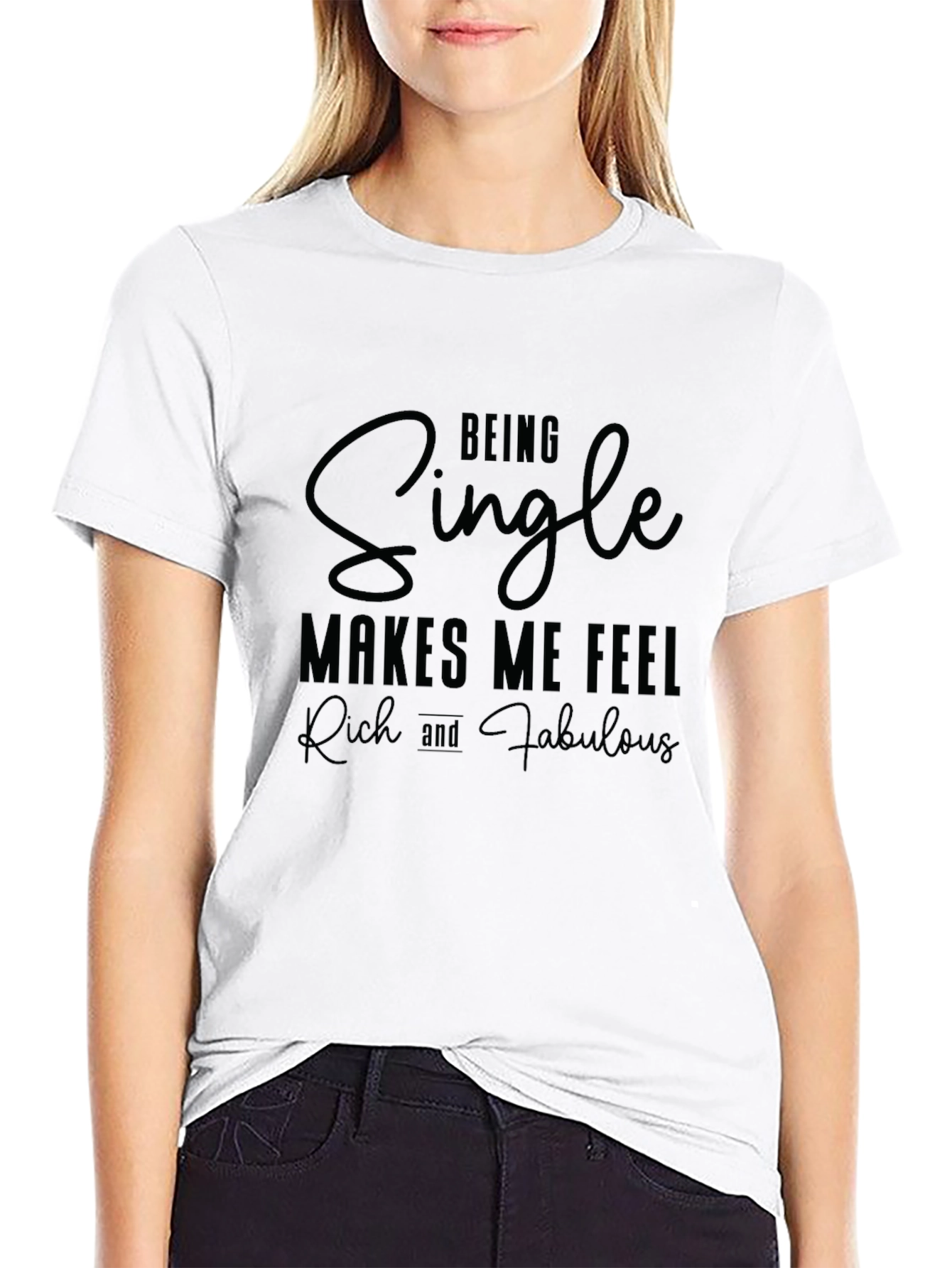 Black Single & Fabulous Graphic Tee - Black Casual Shirt view 9
