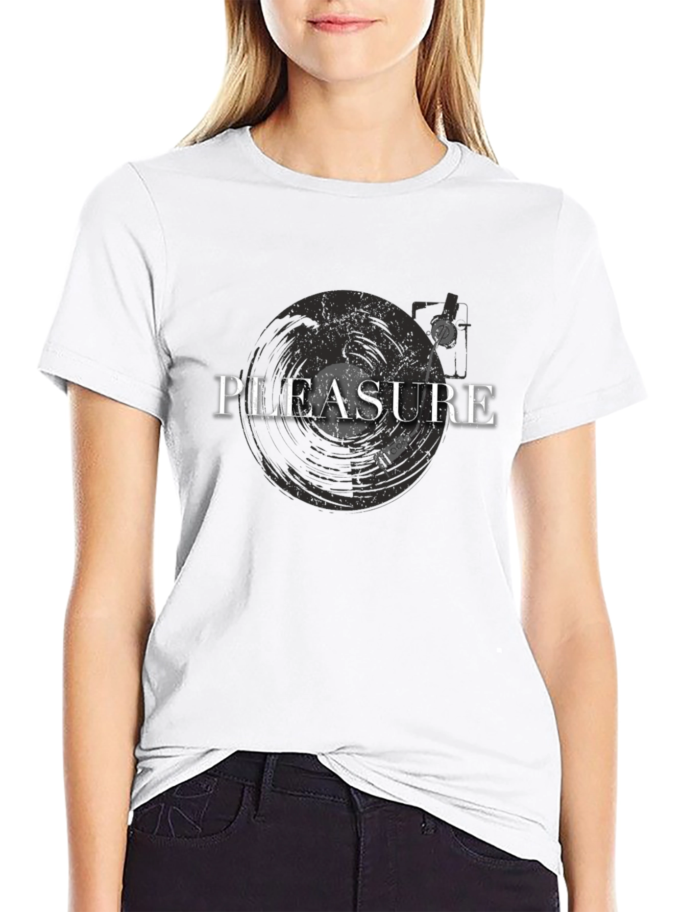 Black Pleasure Record Player T-Shirt view 9