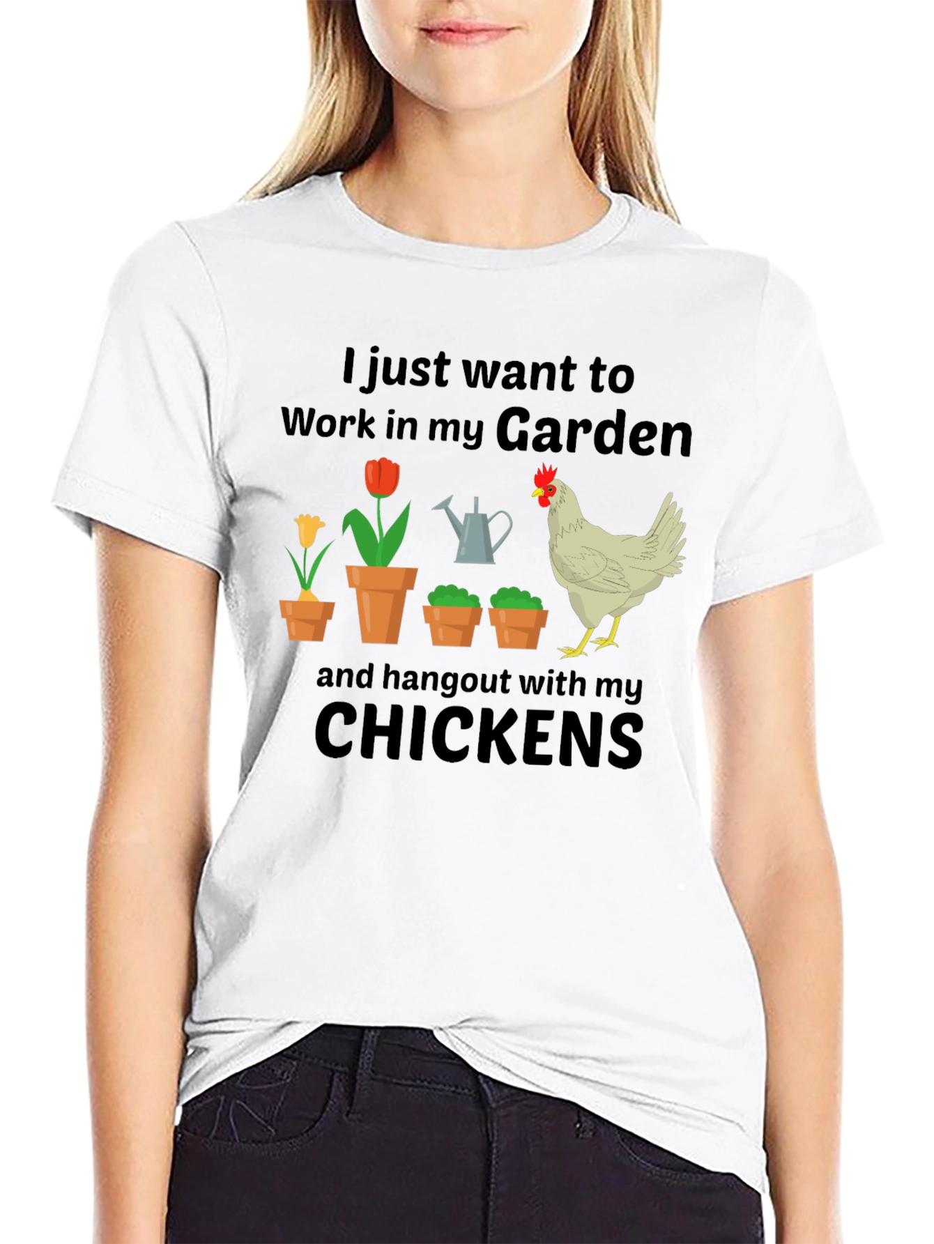 Black Gardening & Chickens T-Shirt view 9