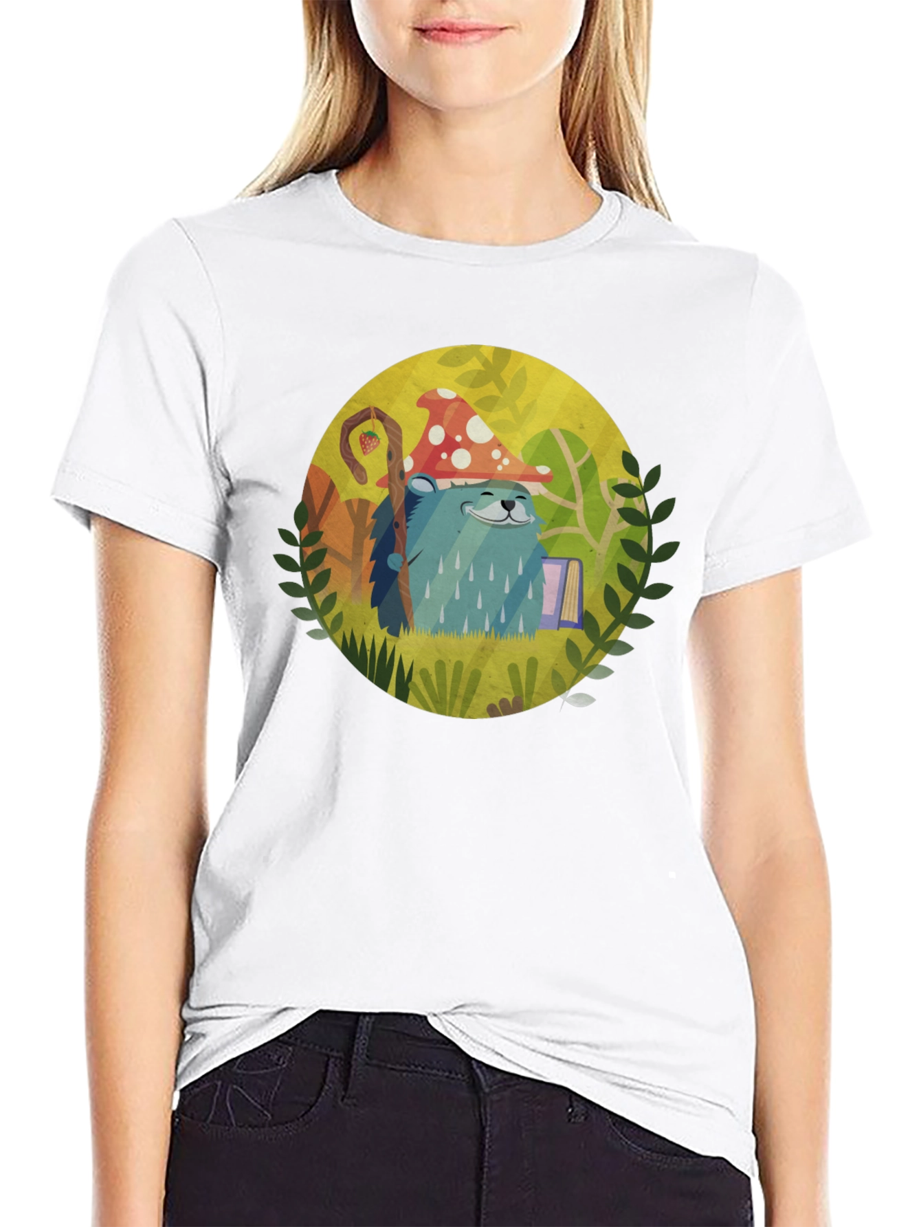 Black Whimsical Hedgehog T-Shirt view 9