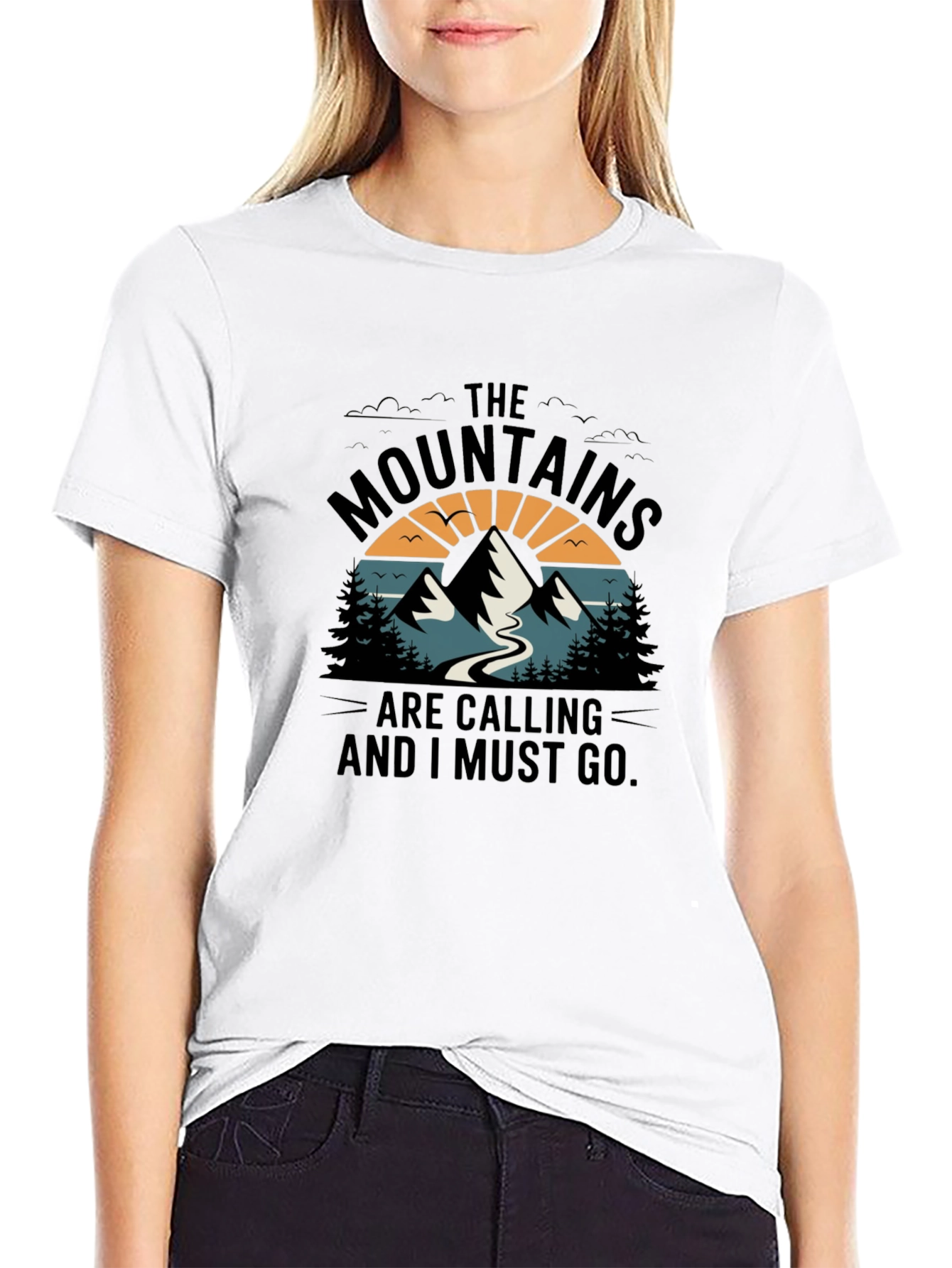 Black Mountains Are Calling Black Graphic Tee view 9