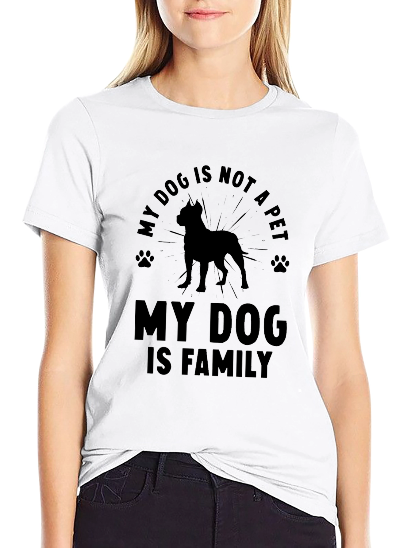 Black My Dog is Family T-Shirt - Black Crew Neck Tee view 9