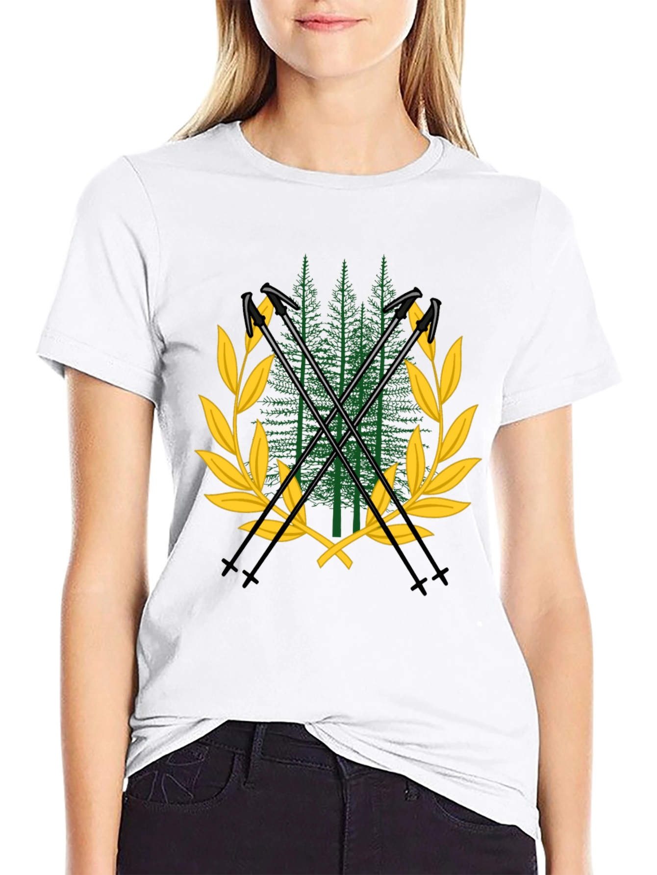 Black Forest Crest Tee - Nature Inspired Black T-Shirt view 9