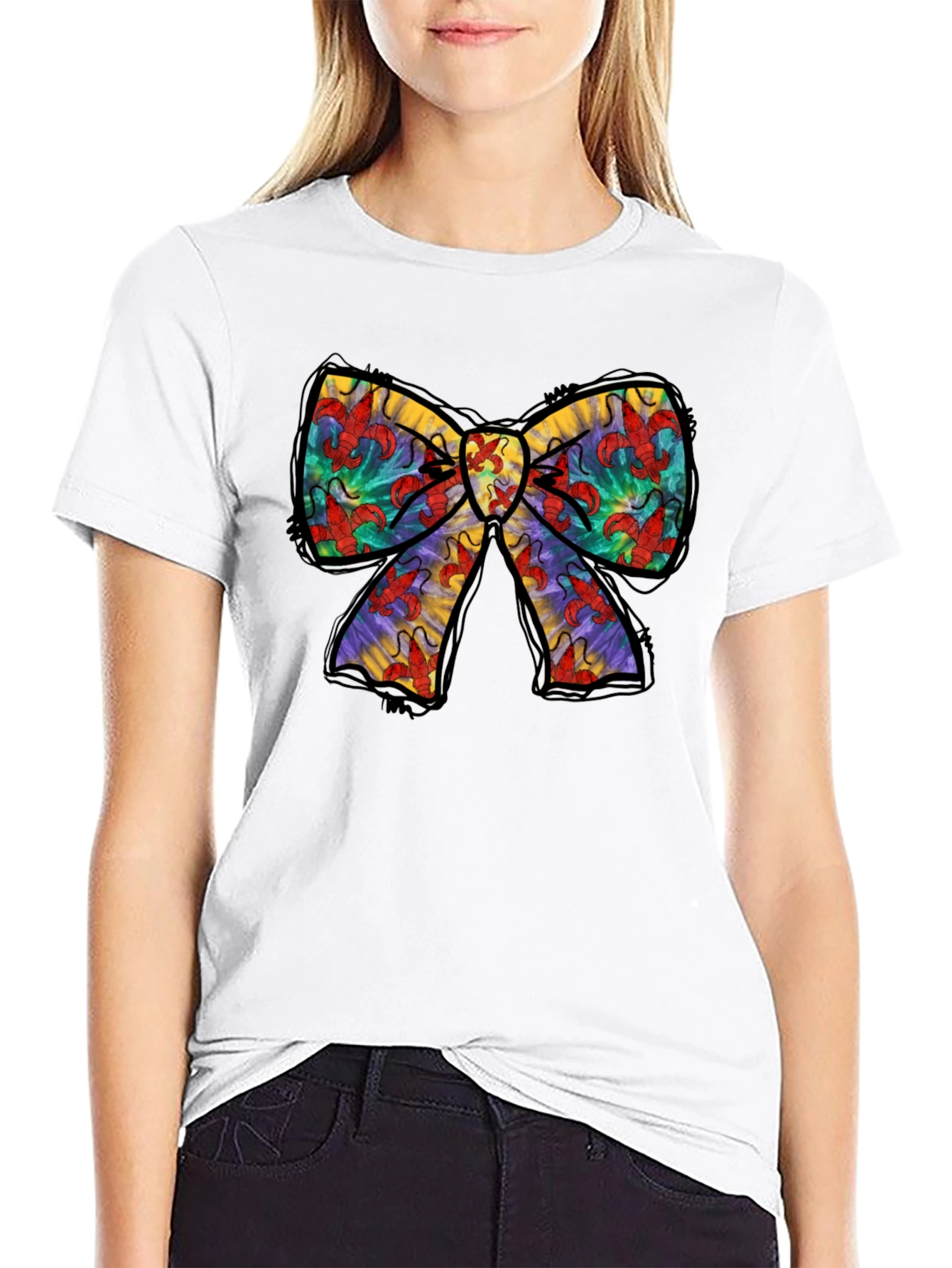 Black Crawfish Bow Tie Graphic T-Shirt view 9