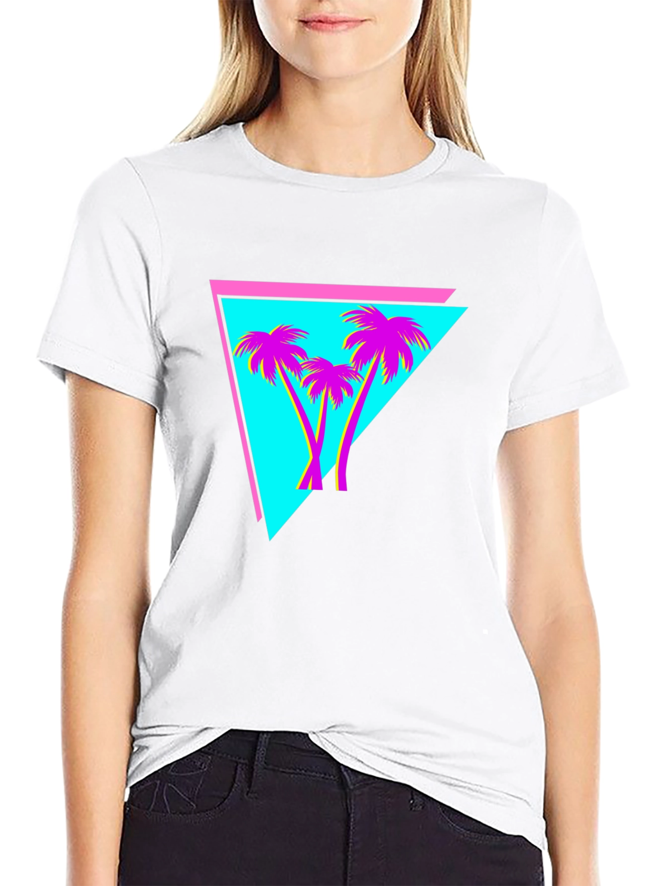 Black Retro Palm Tree Triangle Tee view 9