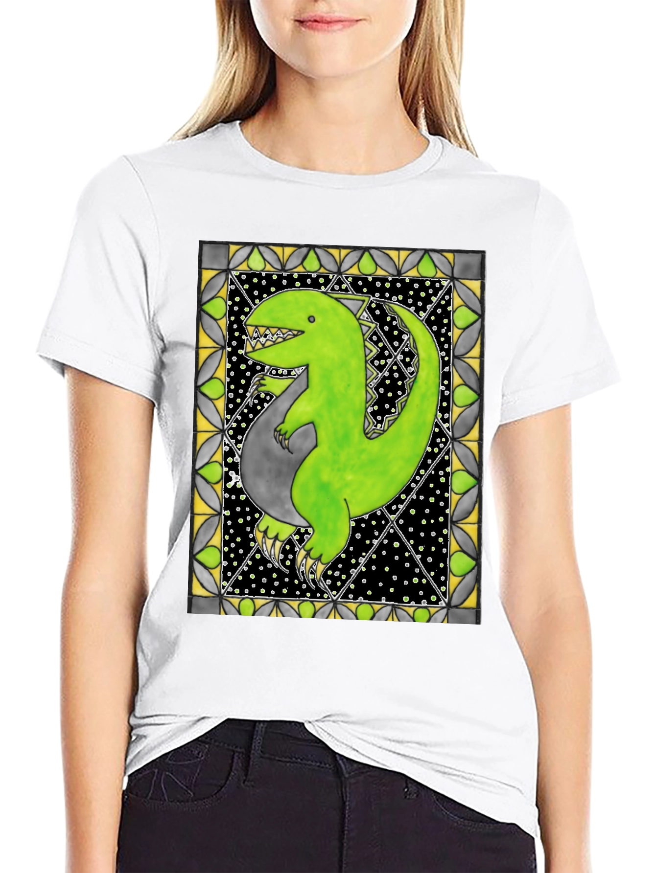 Black Dinosaur T-Shirt - Funky Graphic Tee view 9