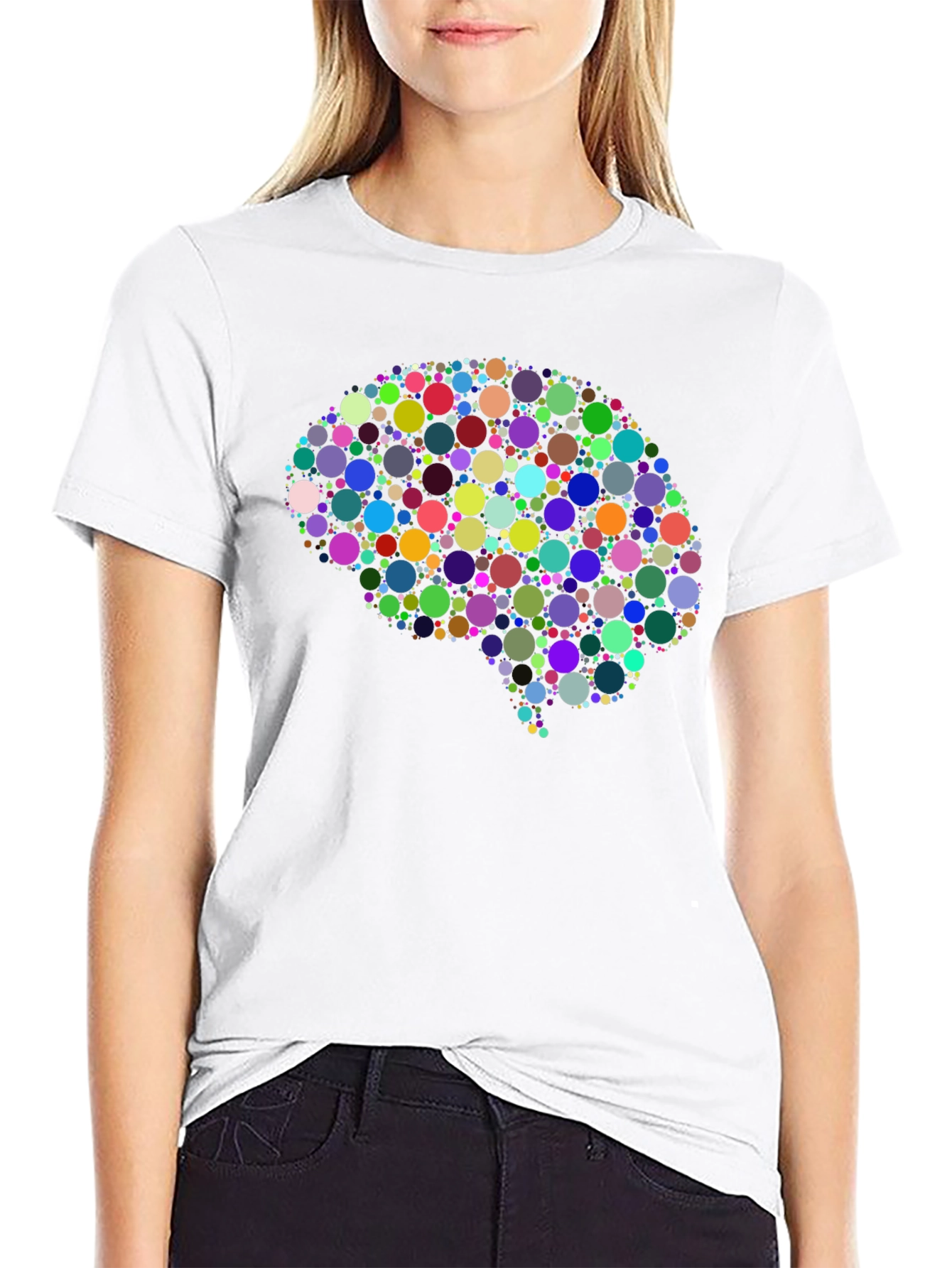 Black Colorful Brain Graphic Tee - Black Cotton T-Shirt view 9