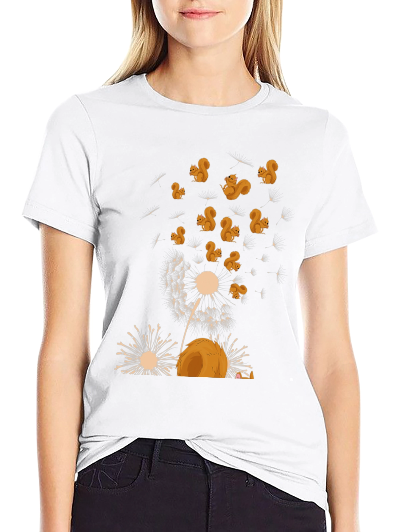 Black Squirrel Dandelion T-Shirt - Whimsical Graphic Tee view 9