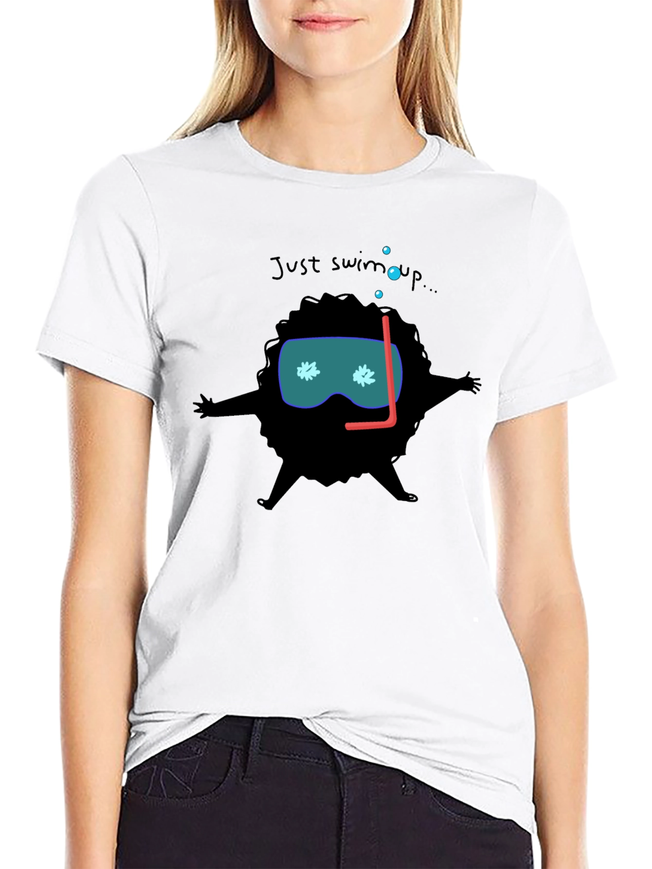 Black Funny Diver Cartoon Black T-Shirt view 9