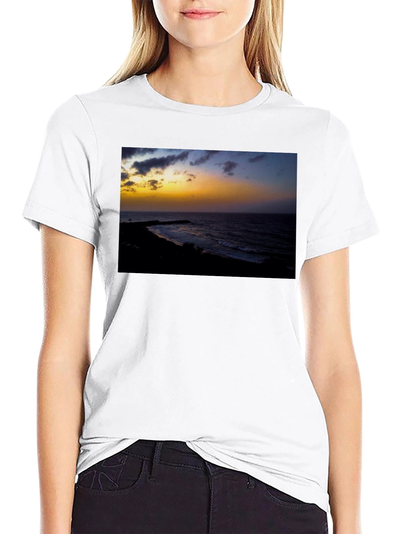 Black Sunset Beach Graphic T-Shirt view 9