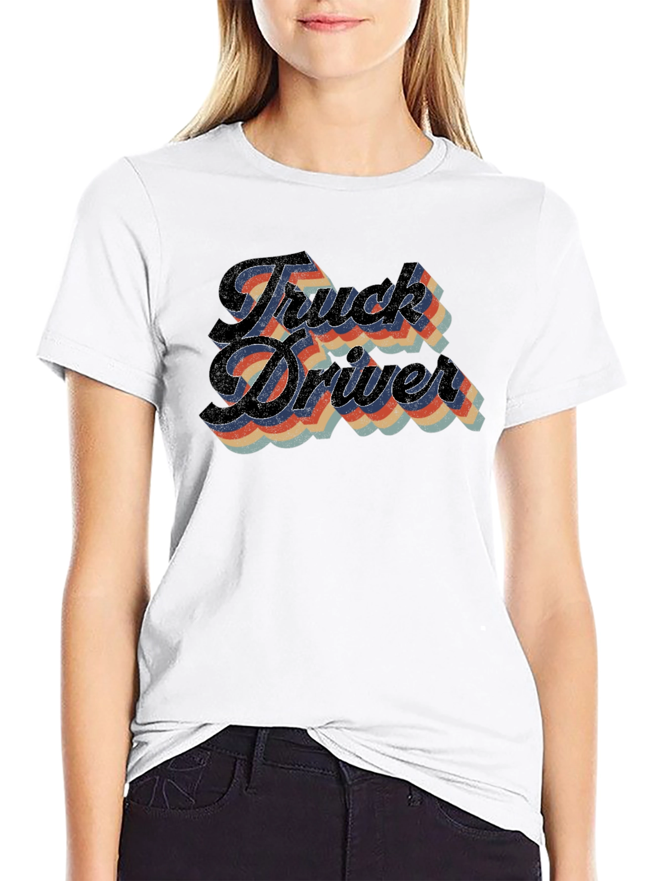 Black Truck Driver Retro Style T-Shirt view 9