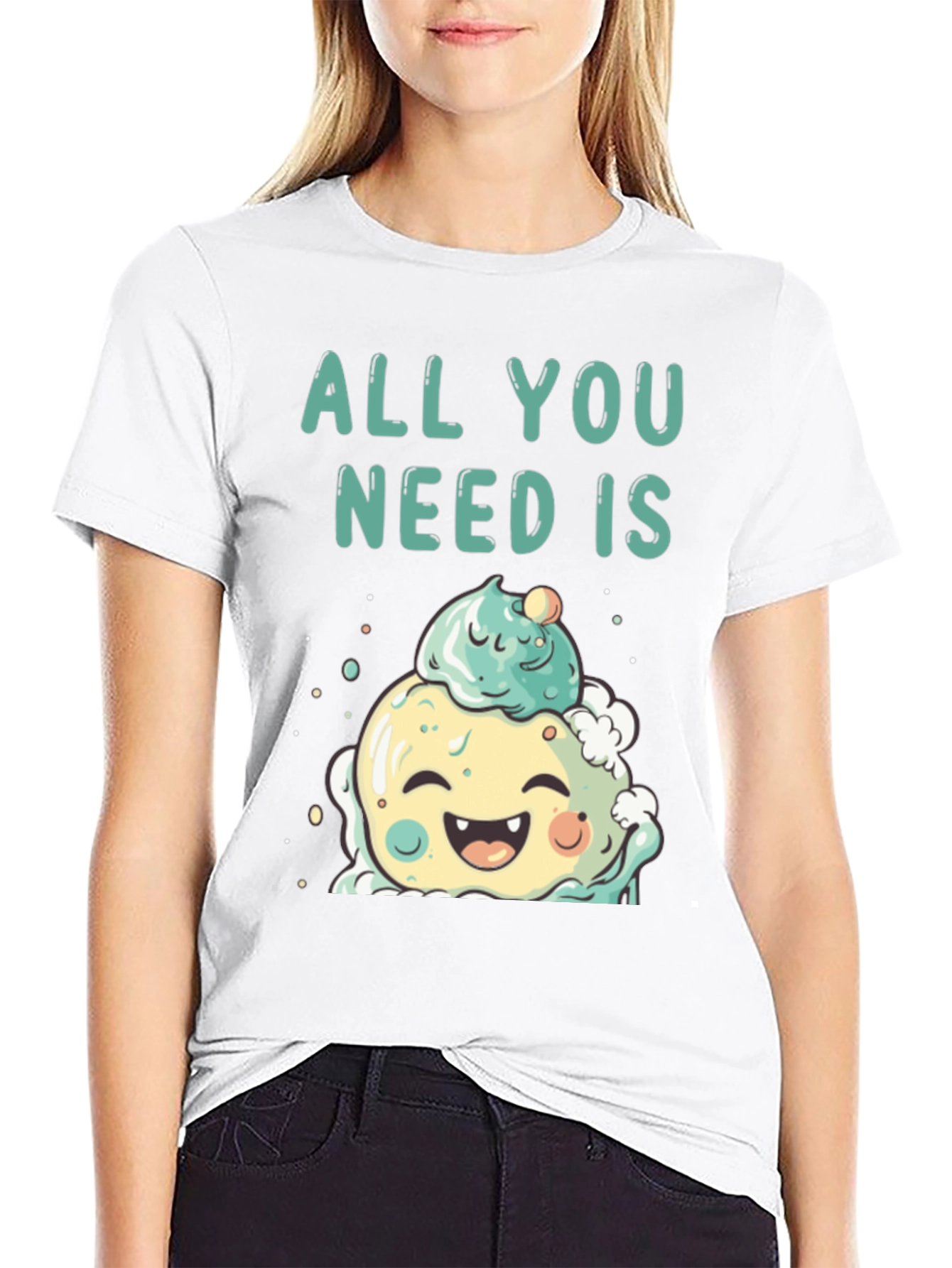 Black All You Need Is Cute Ice Cream T-Shirt view 9