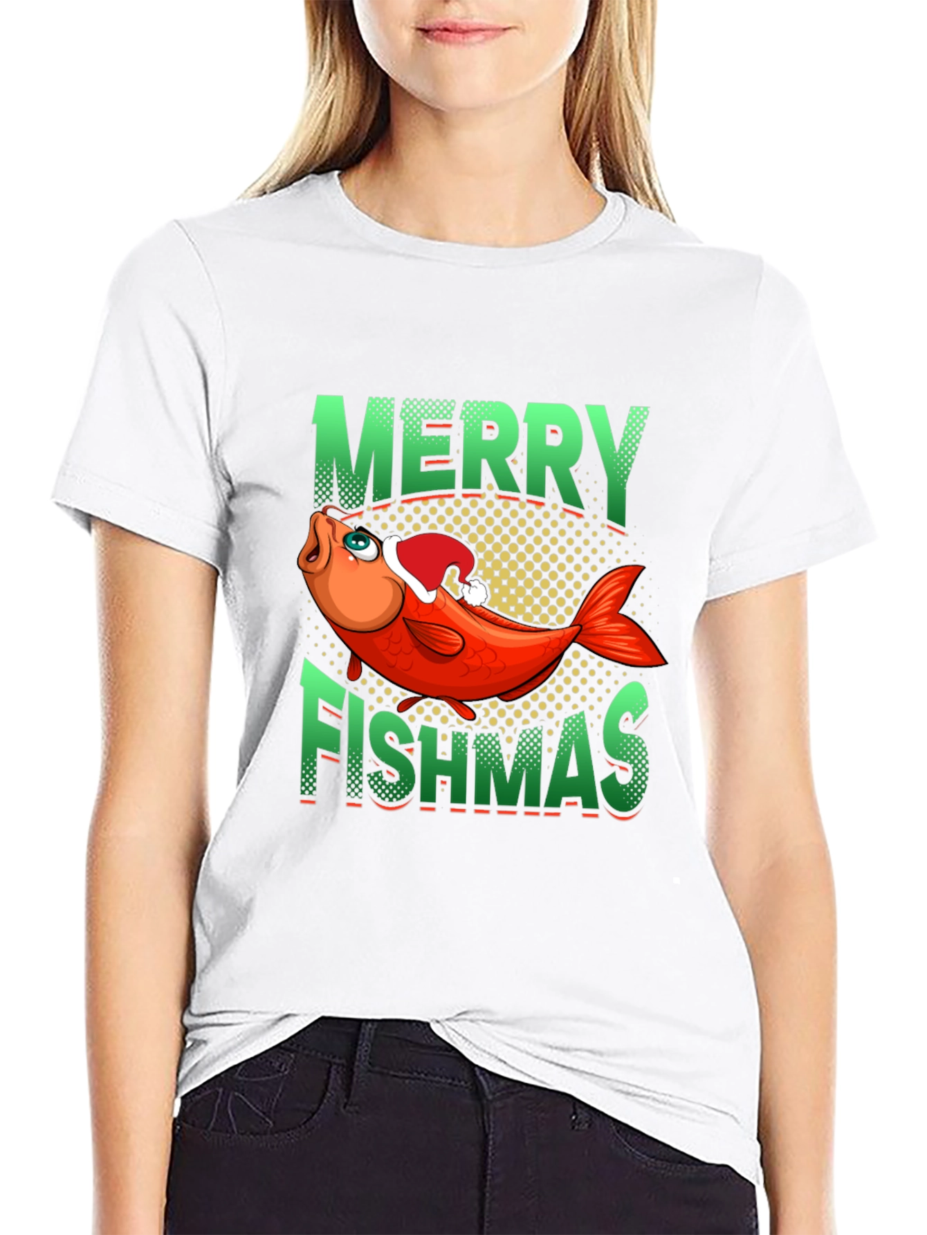 Black Merry Fishmas Graphic Tee view 9
