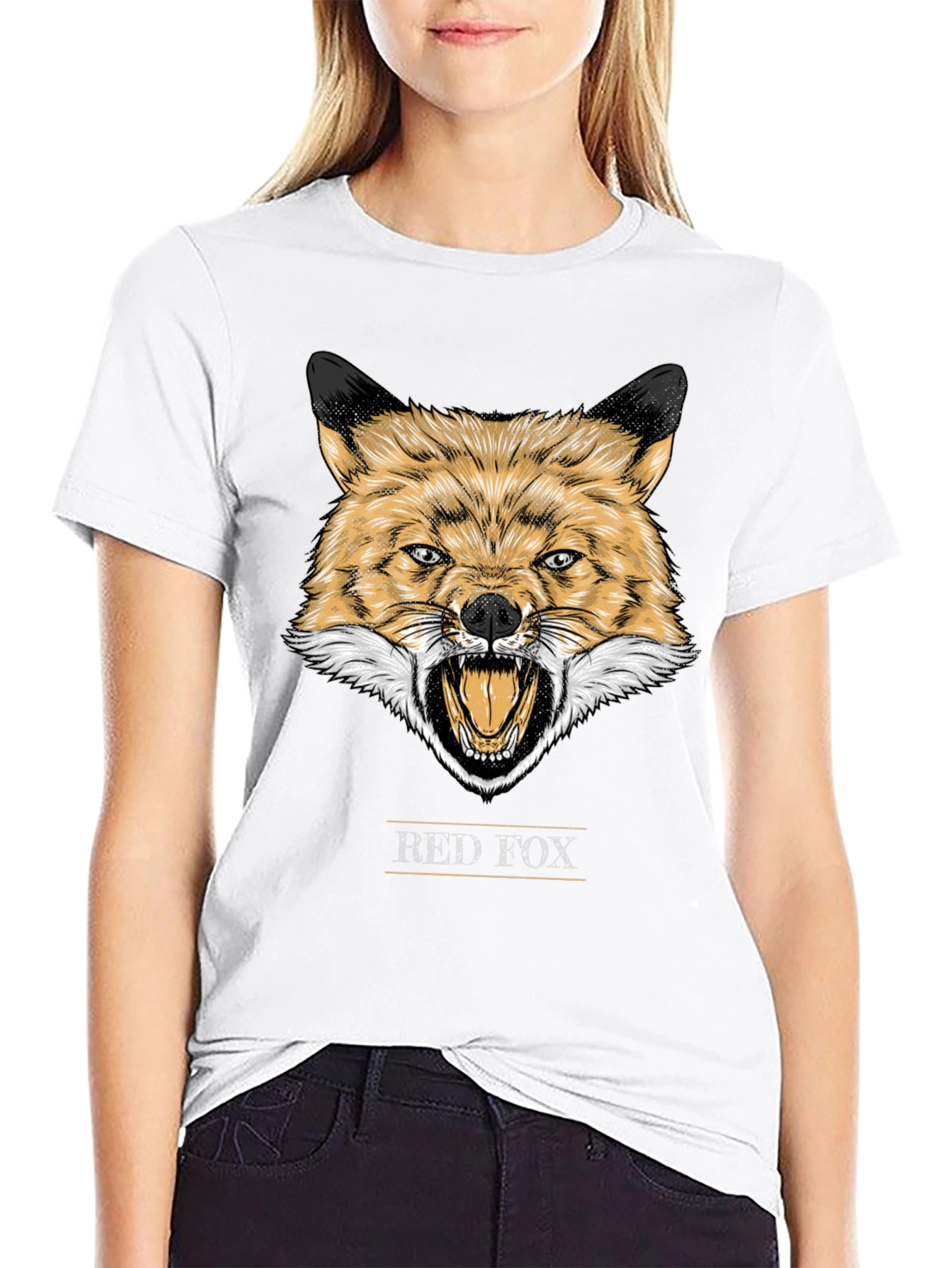 Black Red Fox Graphic T-Shirt - Bold Animal Design view 9