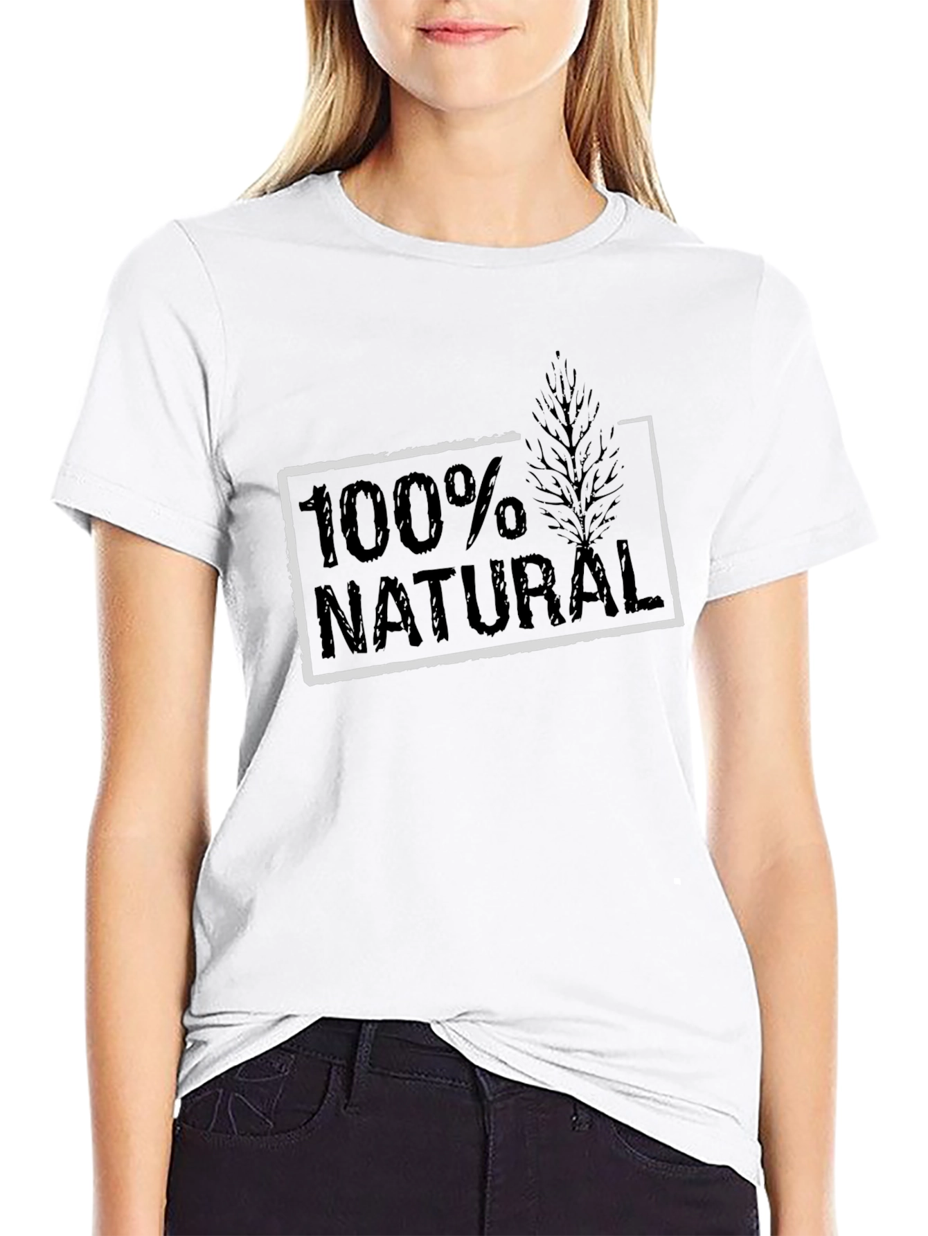 Black 100% Natural Graphic Print Black T-Shirt view 9