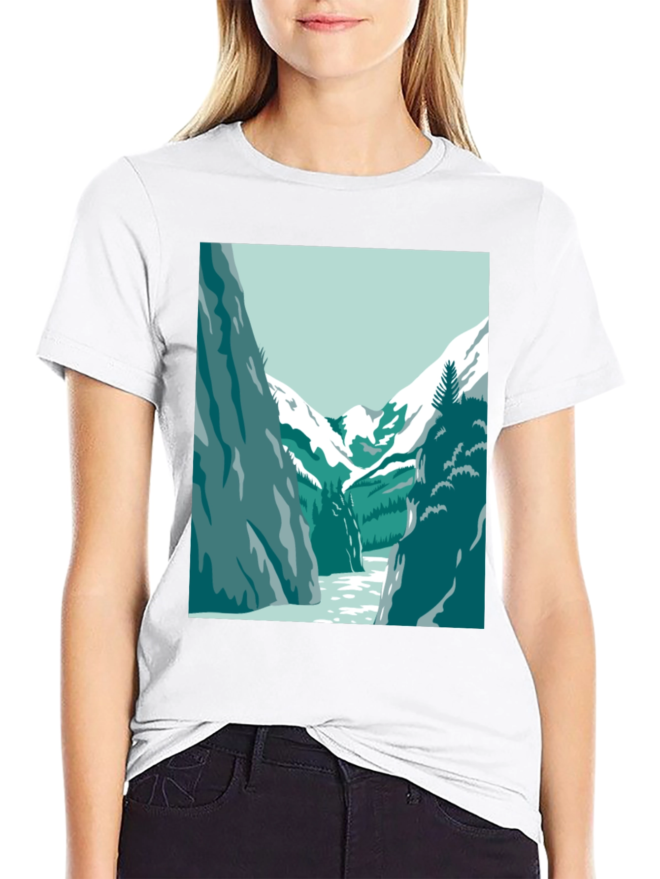 Black Mountain River Graphic Tee - Black Casual T-Shirt view 9