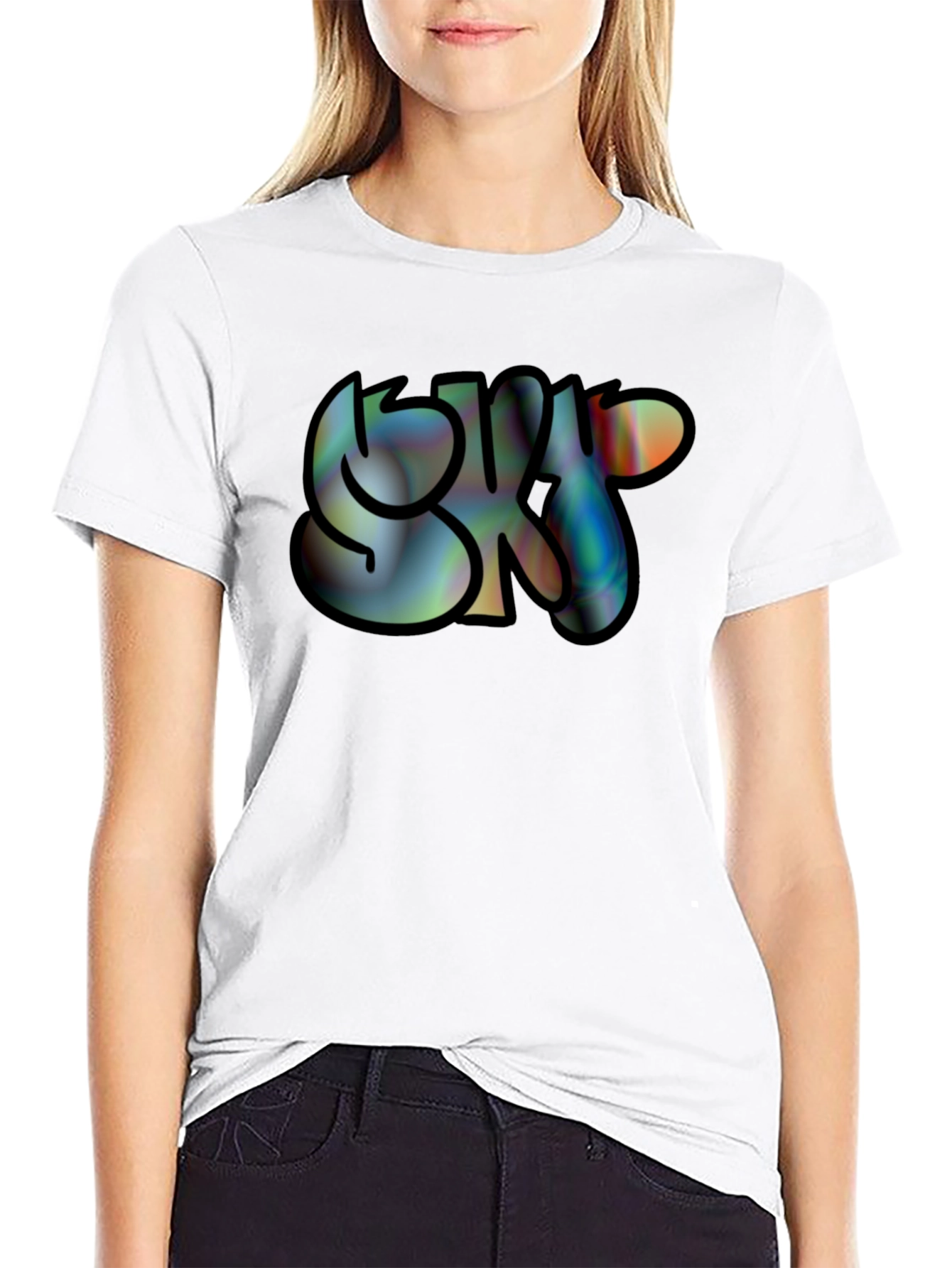 Black SK8 Graphic Print Black Tee - Casual Cool view 9