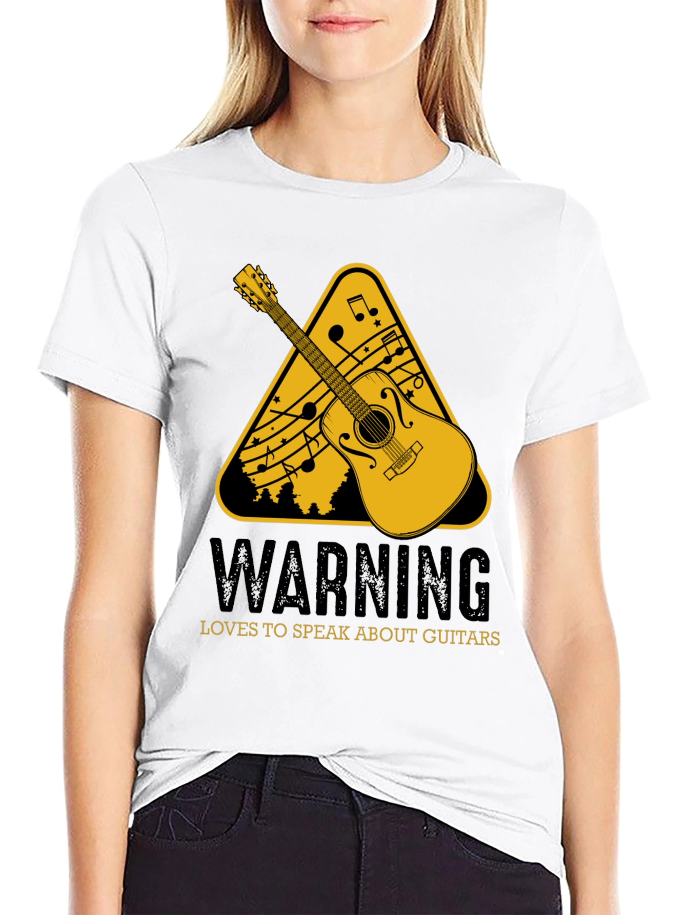 Black Guitar Lover's Warning T-Shirt view 9