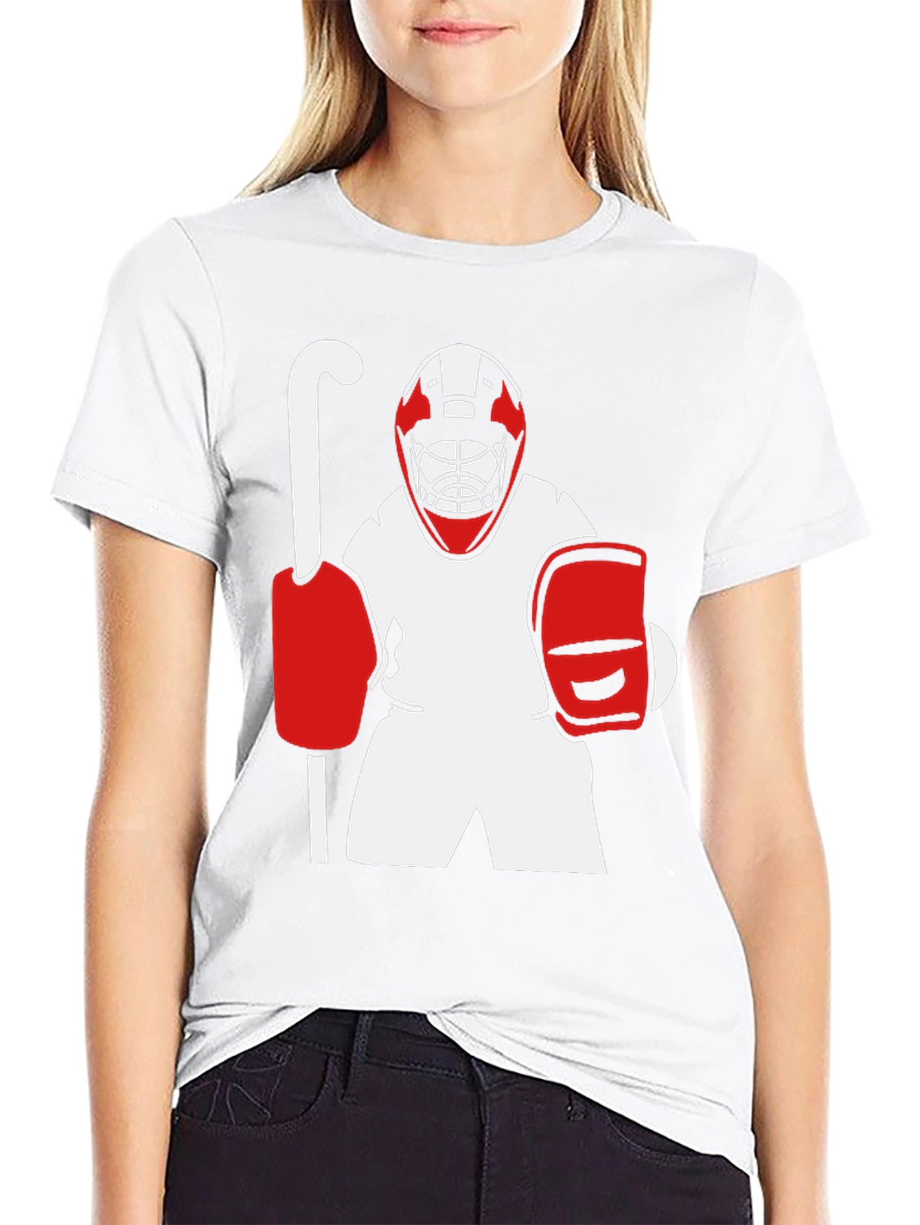 Black Hockey Goalie Graphic Tee - Black Cotton T-Shirt view 9