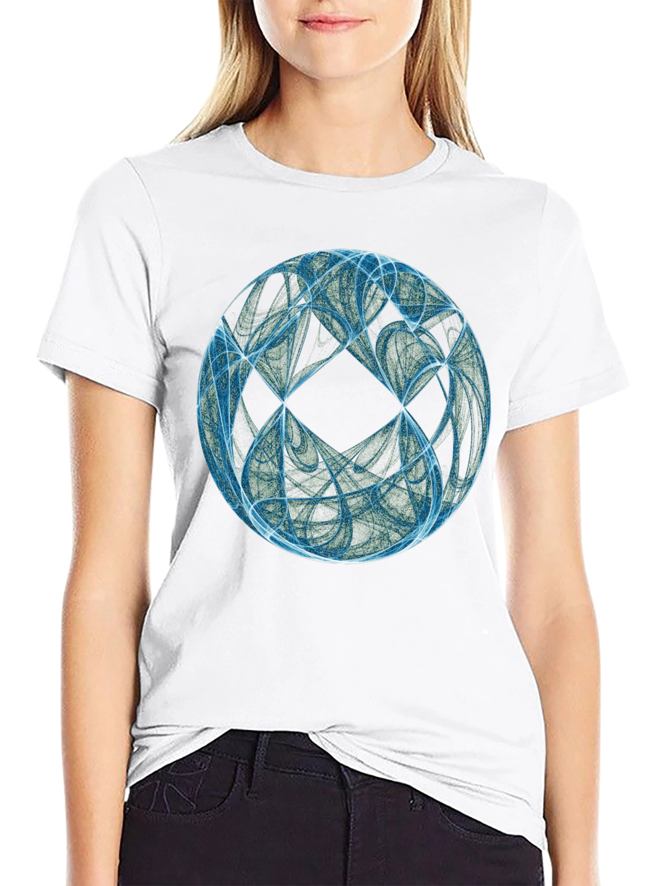 Black Abstract Sphere Graphic T-Shirt - Black view 9