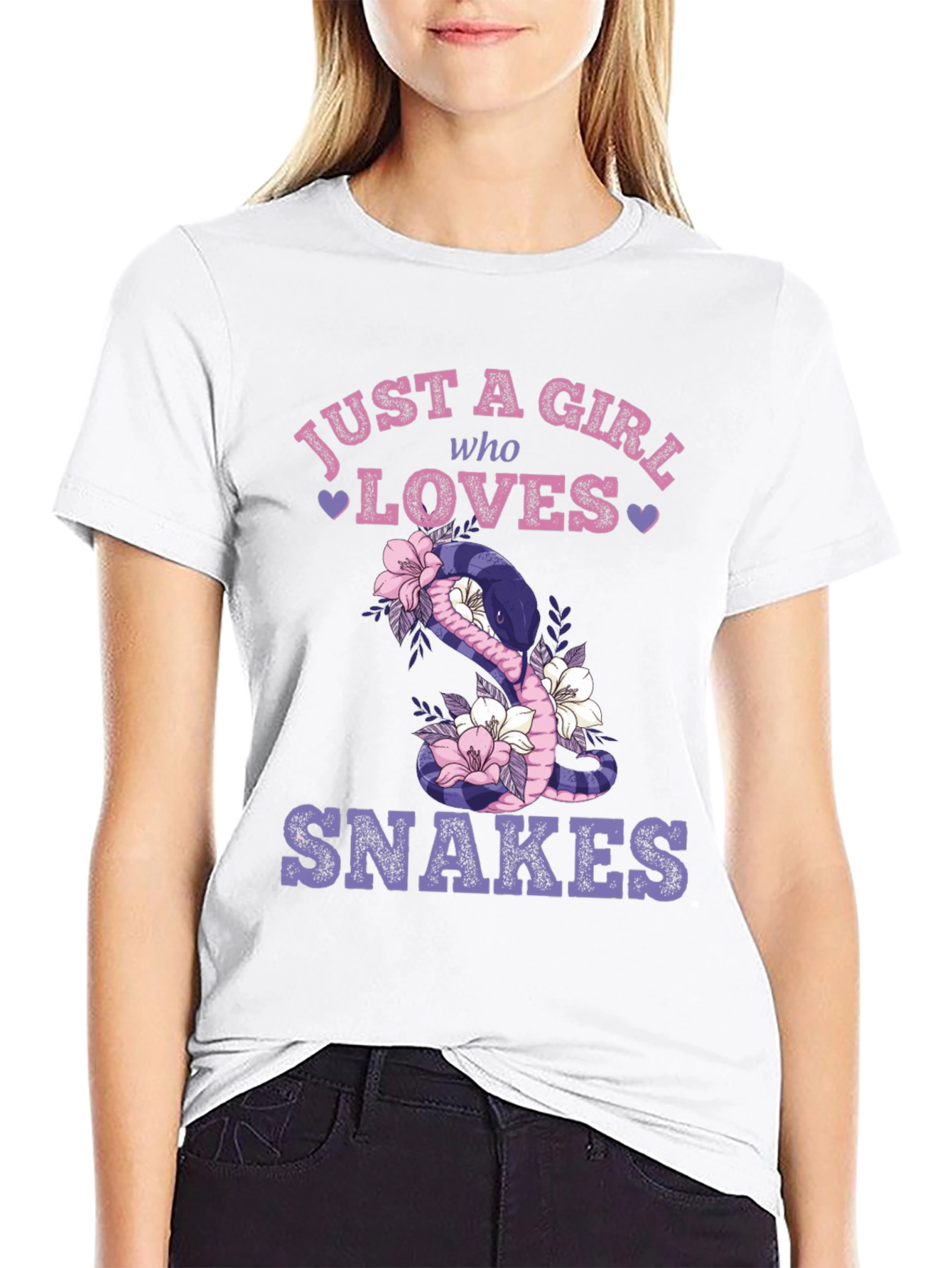 Black Just a Girl Who Loves Snakes T-Shirt view 9