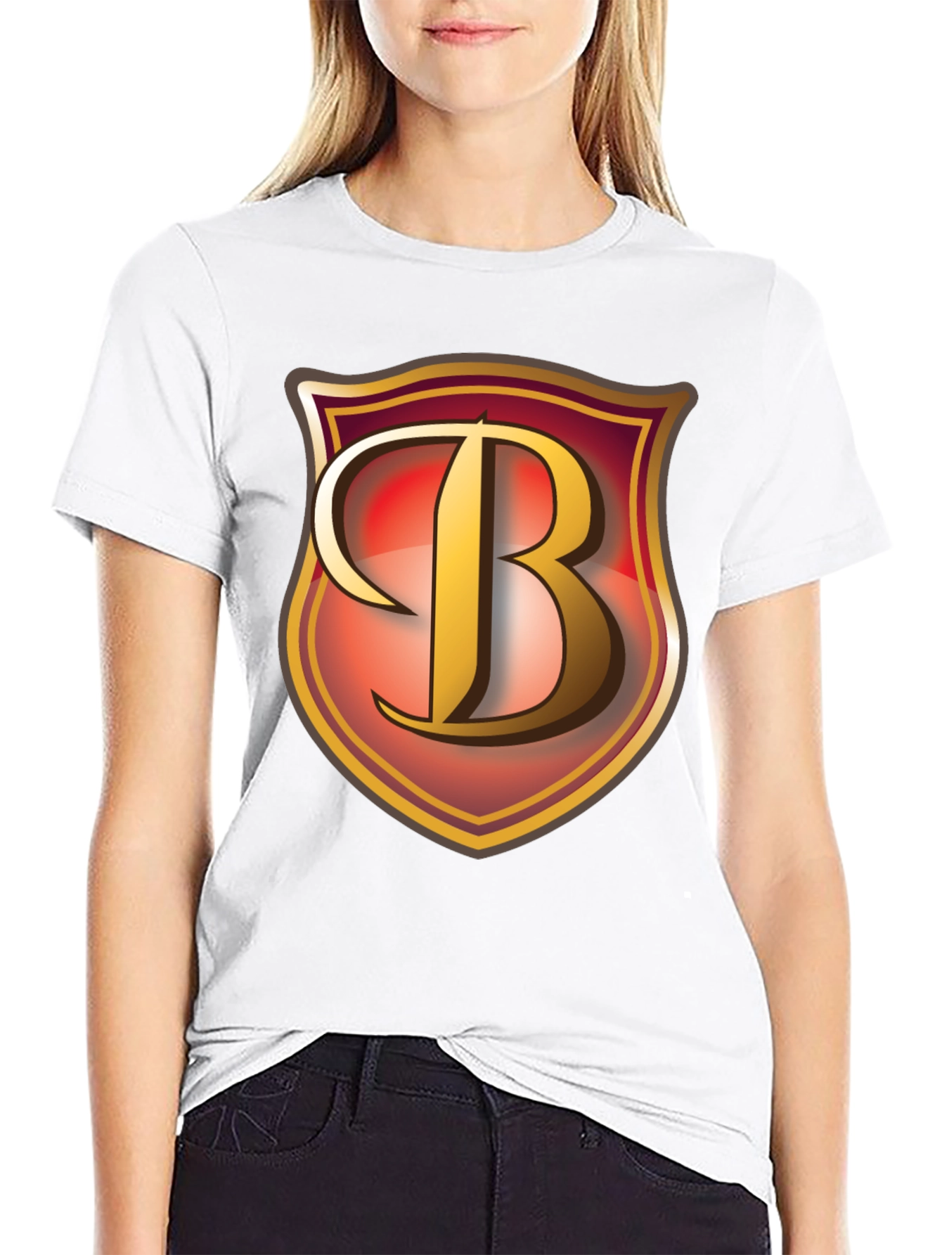 Black Letter B Shield Graphic T-Shirt view 9