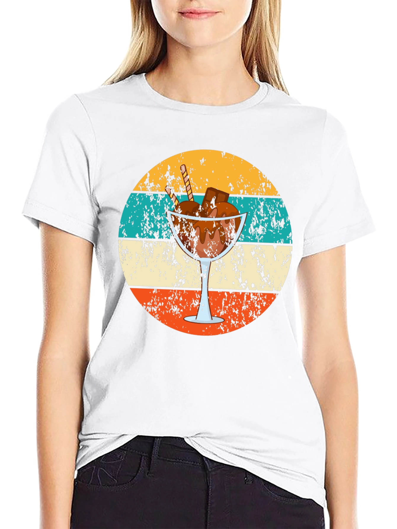Black Retro Dessert T-Shirt - Chocolate Sundae Graphic Tee view 9