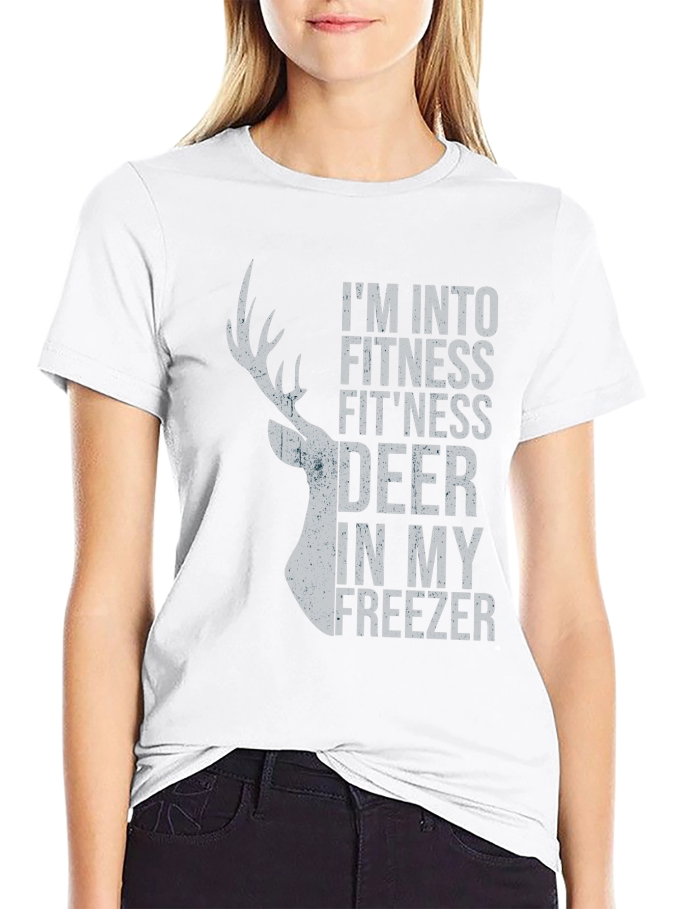 Black I'm Into Fitness Fit'ness Deer In My Freezer Graphic Tee view 9