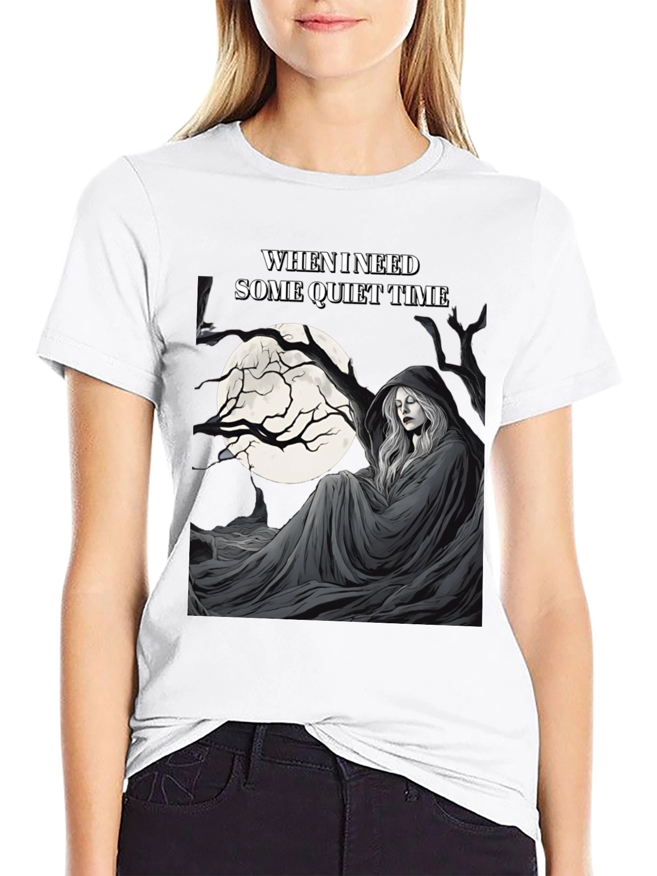 Black Quiet Time Graphic T-Shirt - Dark Humor Tee view 9