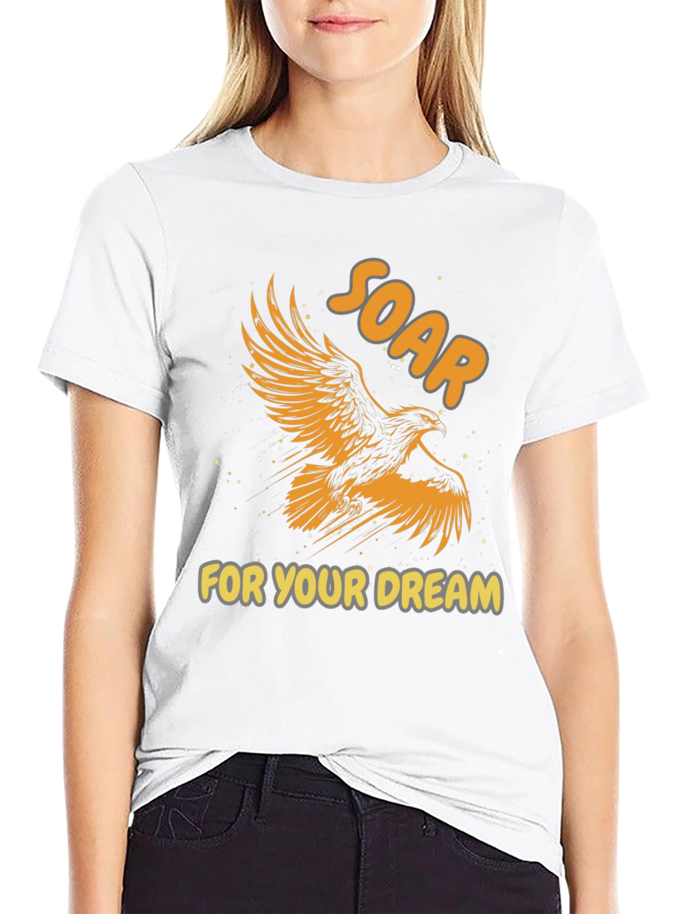 Black Soar for Your Dream Graphic Tee - Inspiring Eagle Design view 9