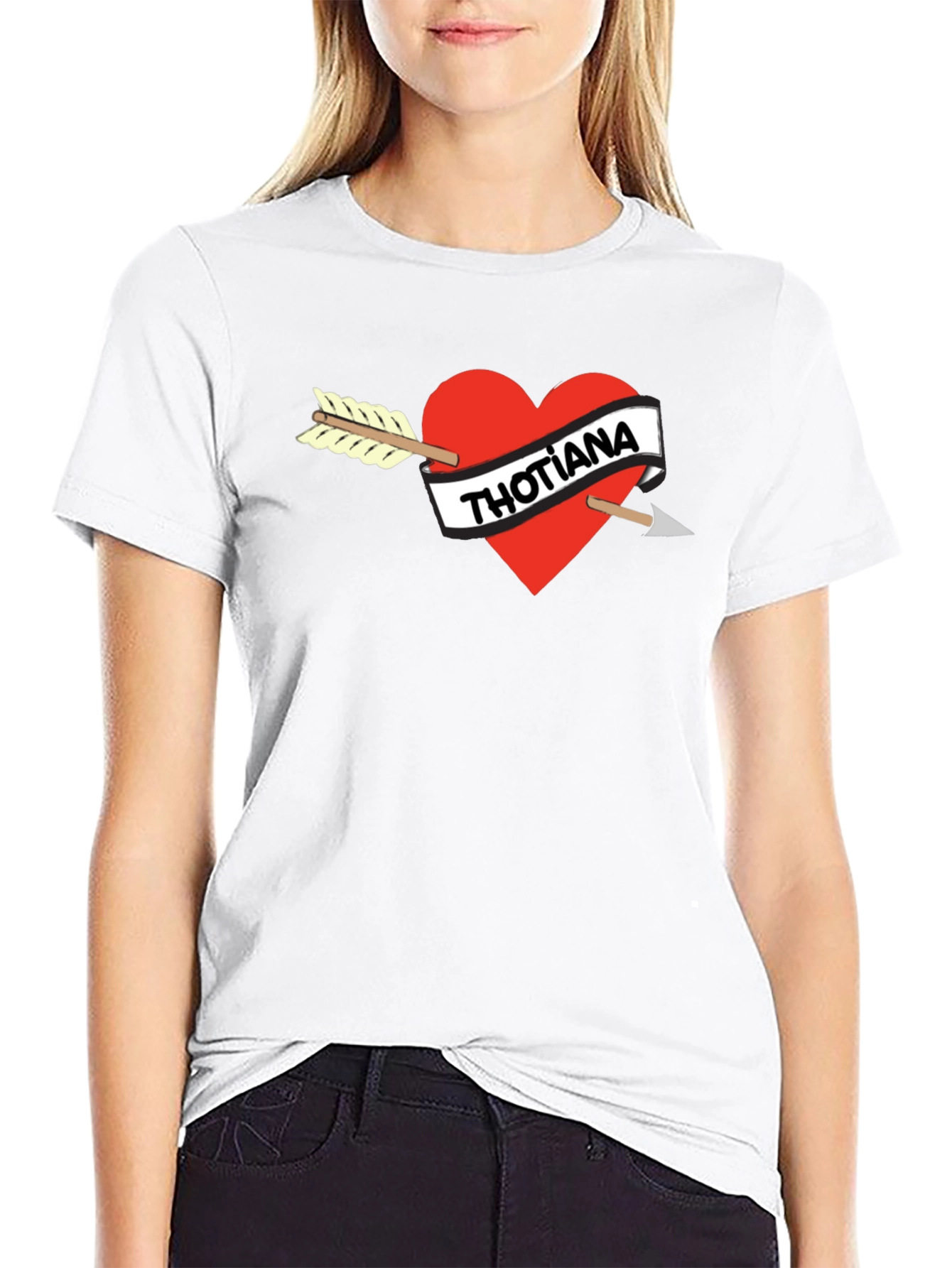 Black Thotiana Heart Arrow Graphic Tee - Unisex Black T-Shirt view 9