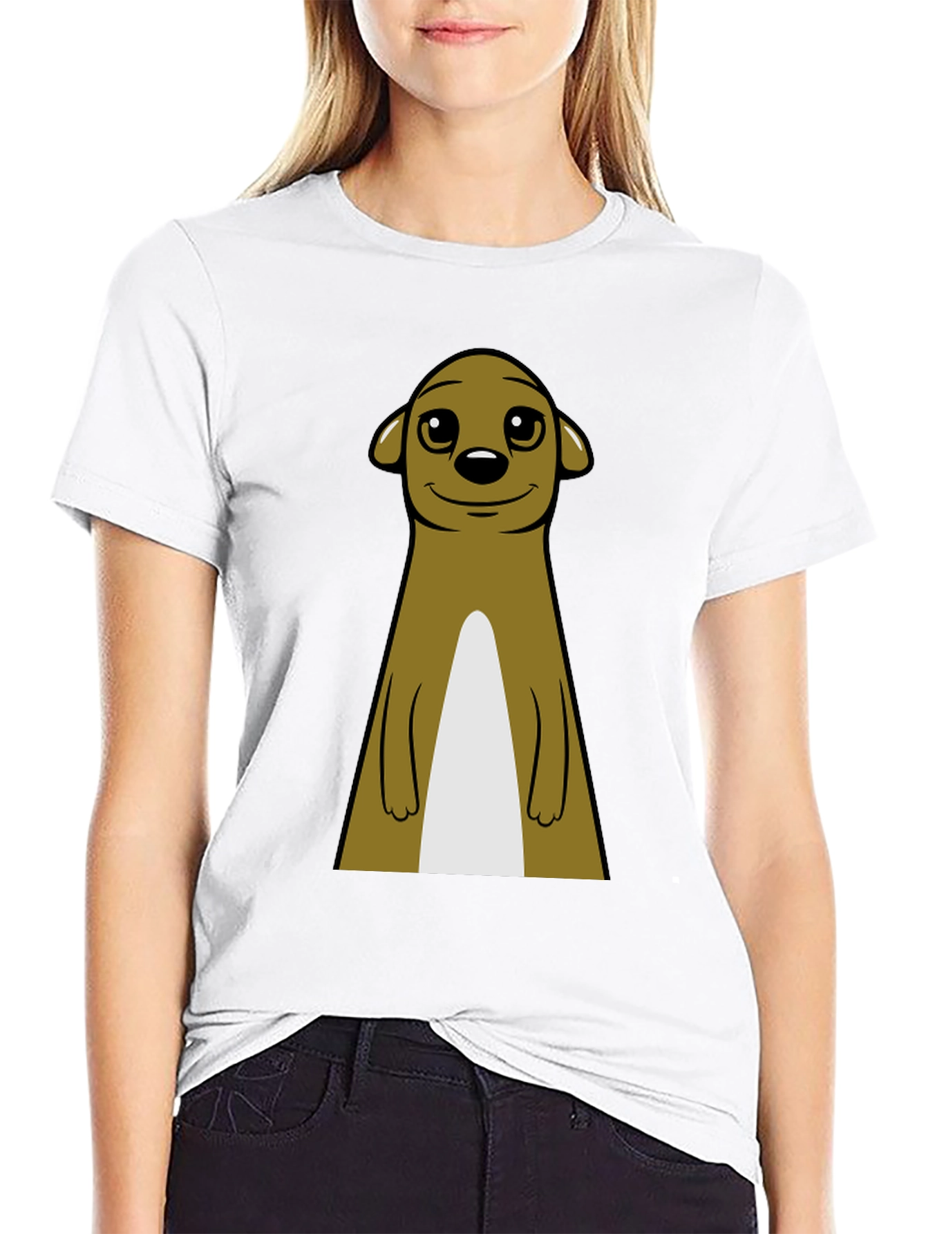 Black Meerkat Graphic Tee - Classic Crew Neck view 9