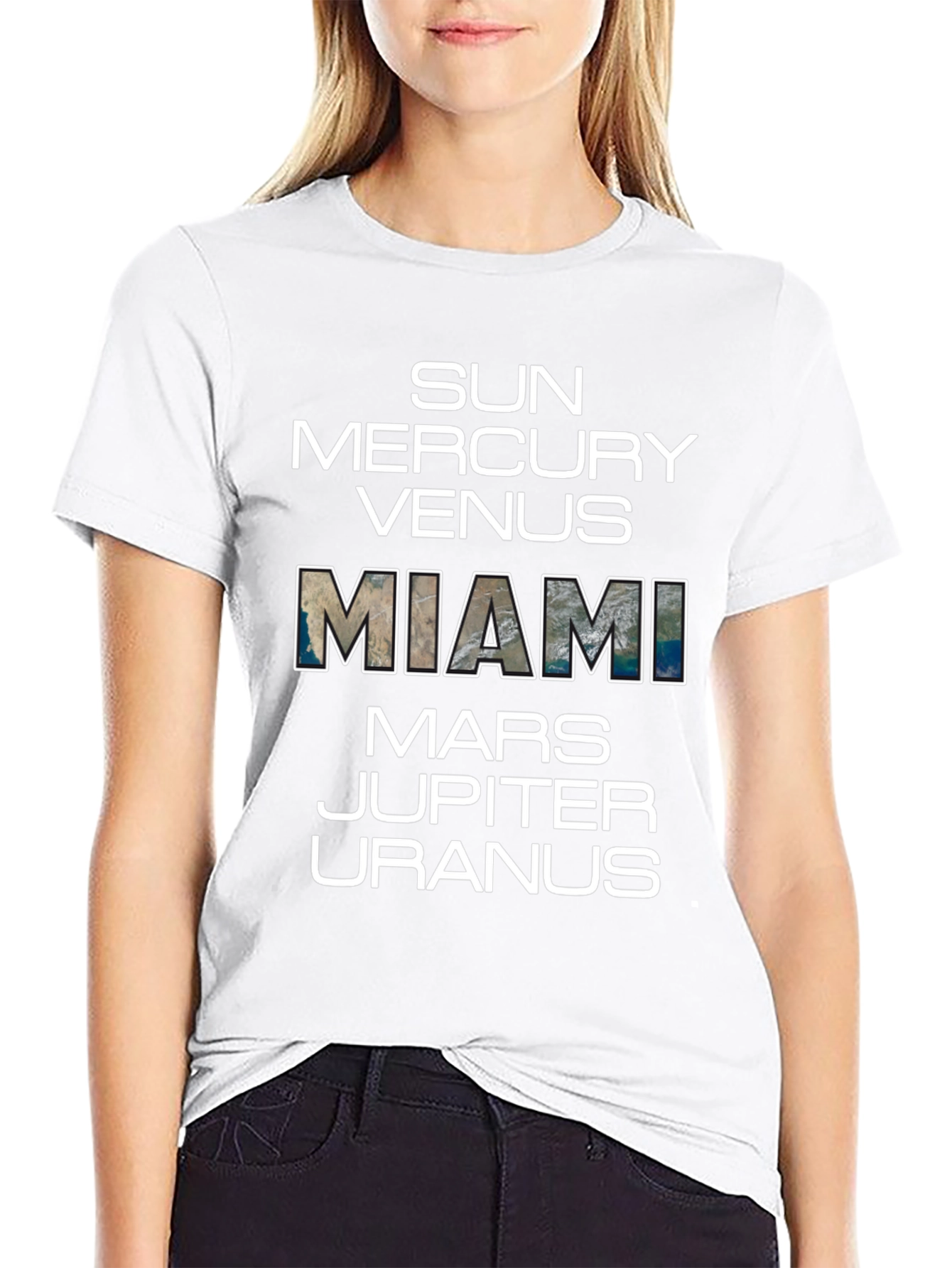 Black Miami Planets Graphic T-Shirt - Black Cotton Tee view 9