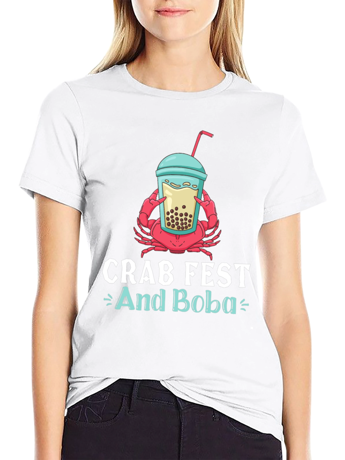 Black Crab Fest and Boba Graphic T-Shirt view 9