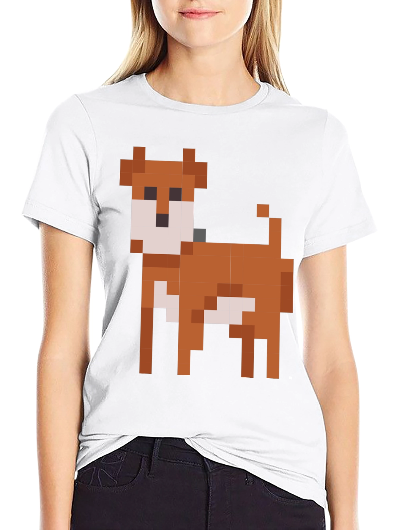 Black Pixel Dog Graphic T-Shirt - Black Cotton Blend view 9