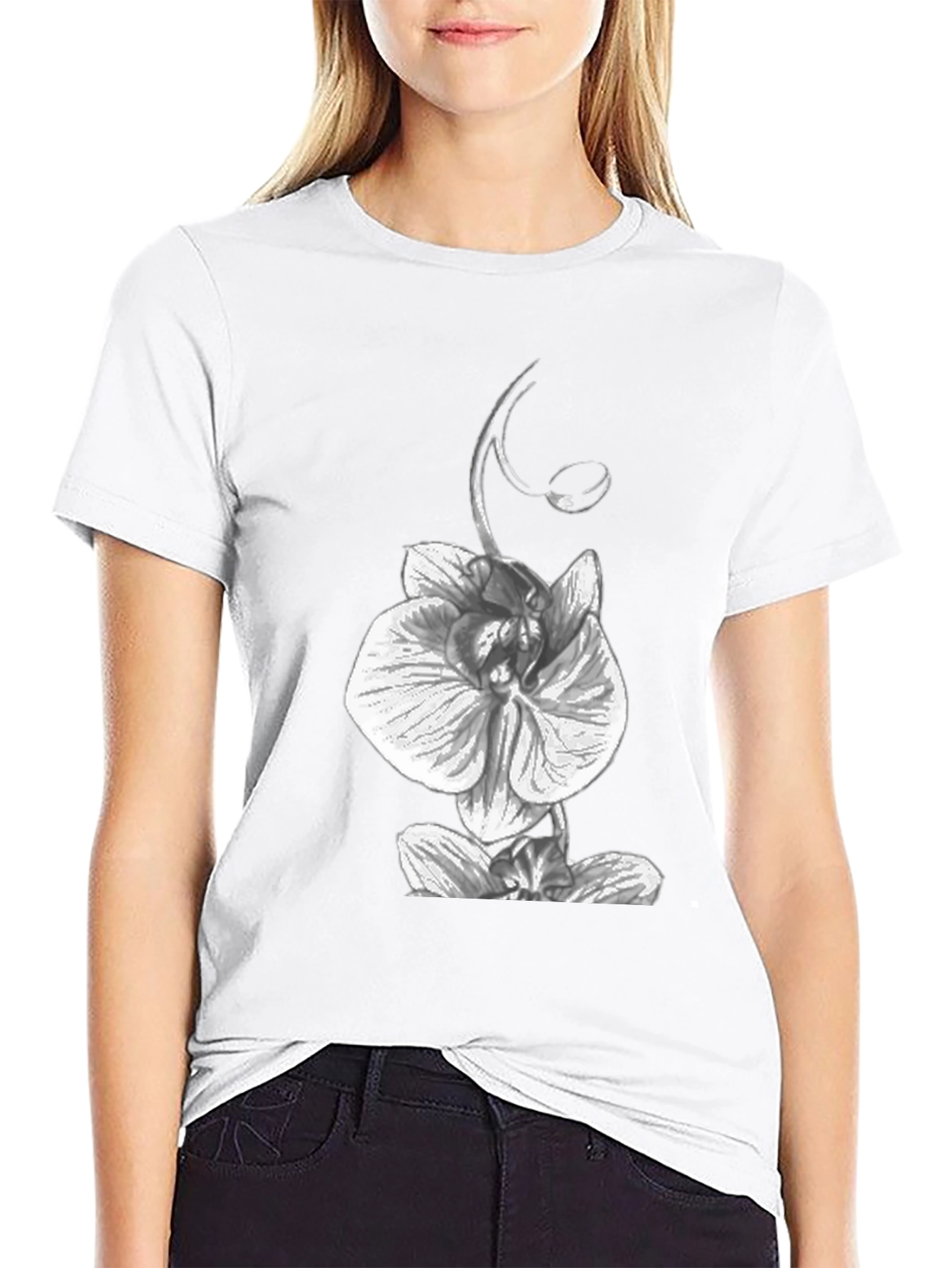 Black Orchid Graphic Tee - Black Cotton T-Shirt view 9