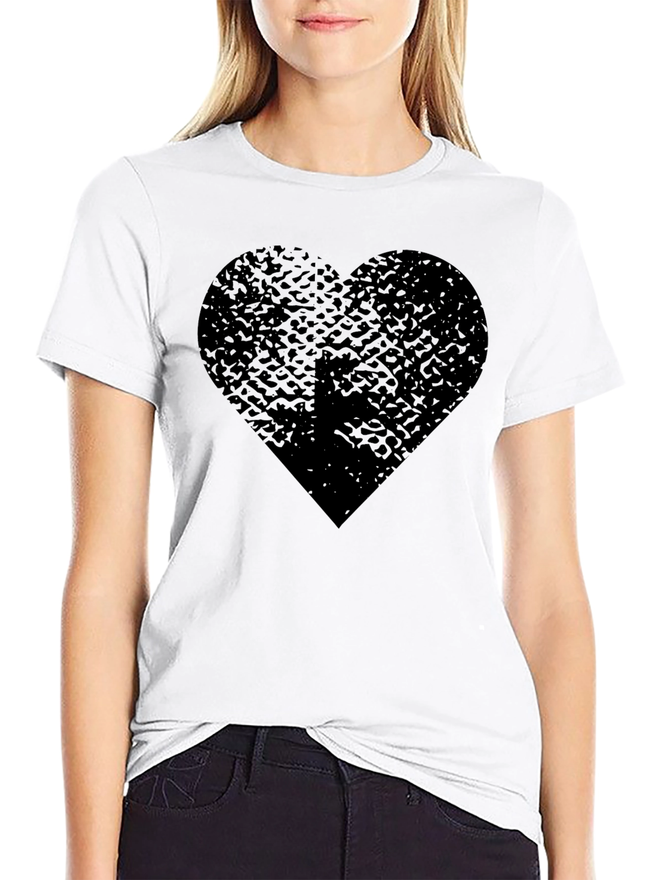 Black Black Heart Graphic Tee - Trendy Casual Wear view 9