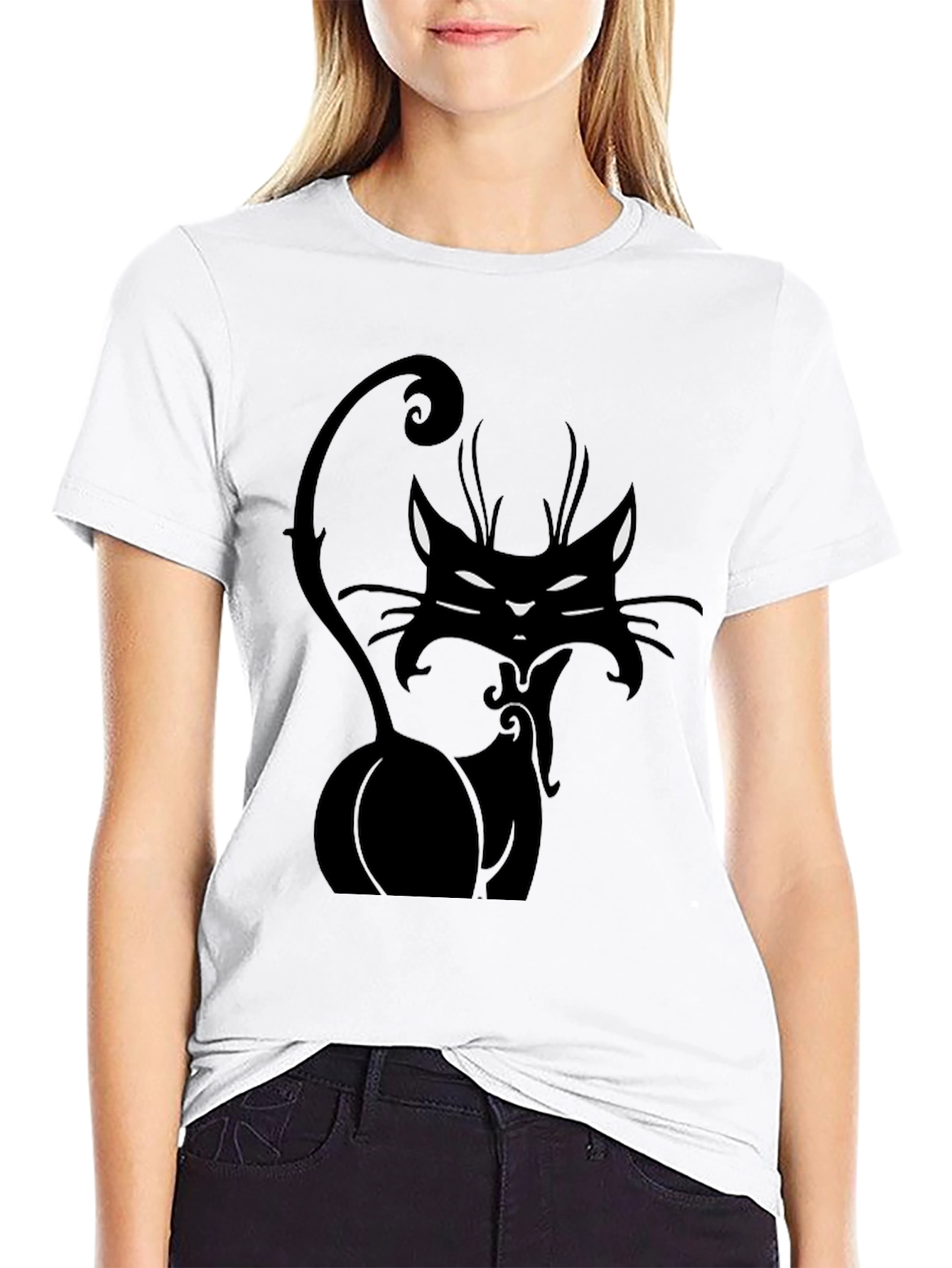 Black Black Cat Graphic Tee - Stylish Men's T-Shirt view 9