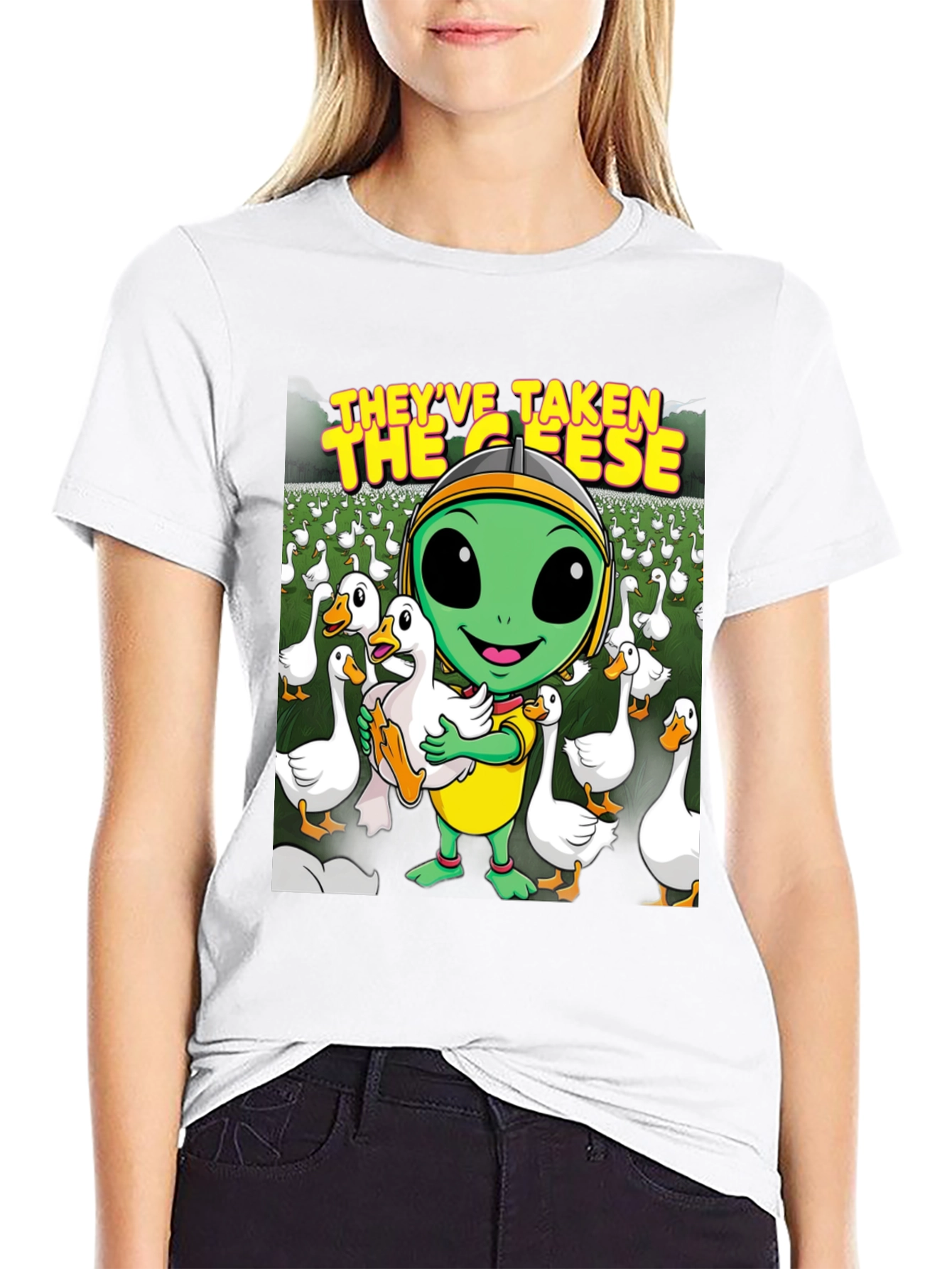 Black Alien Goose T-Shirt - They've Taken the Geese! view 9