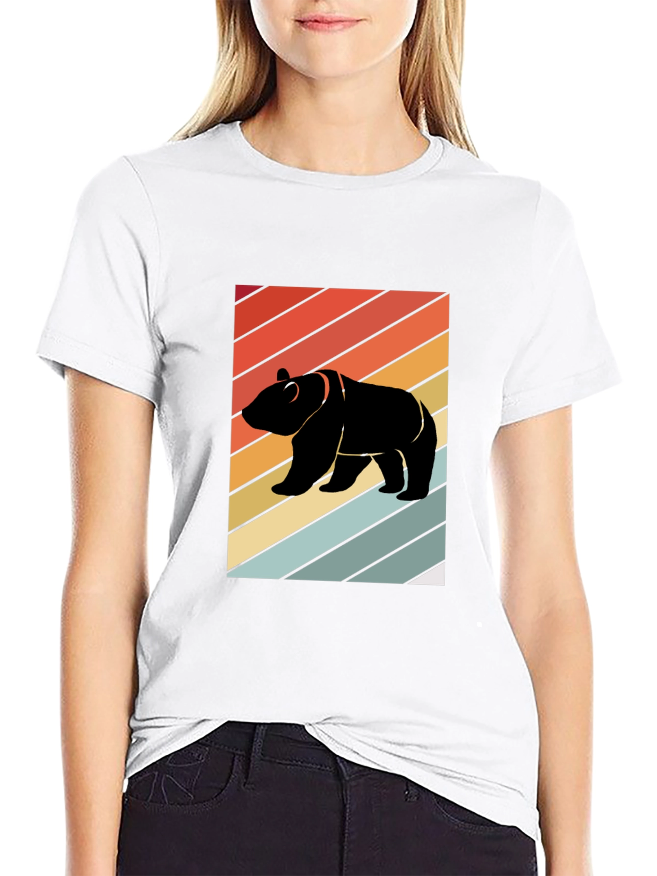 Black Retro Bear Graphic Tee - Black view 9